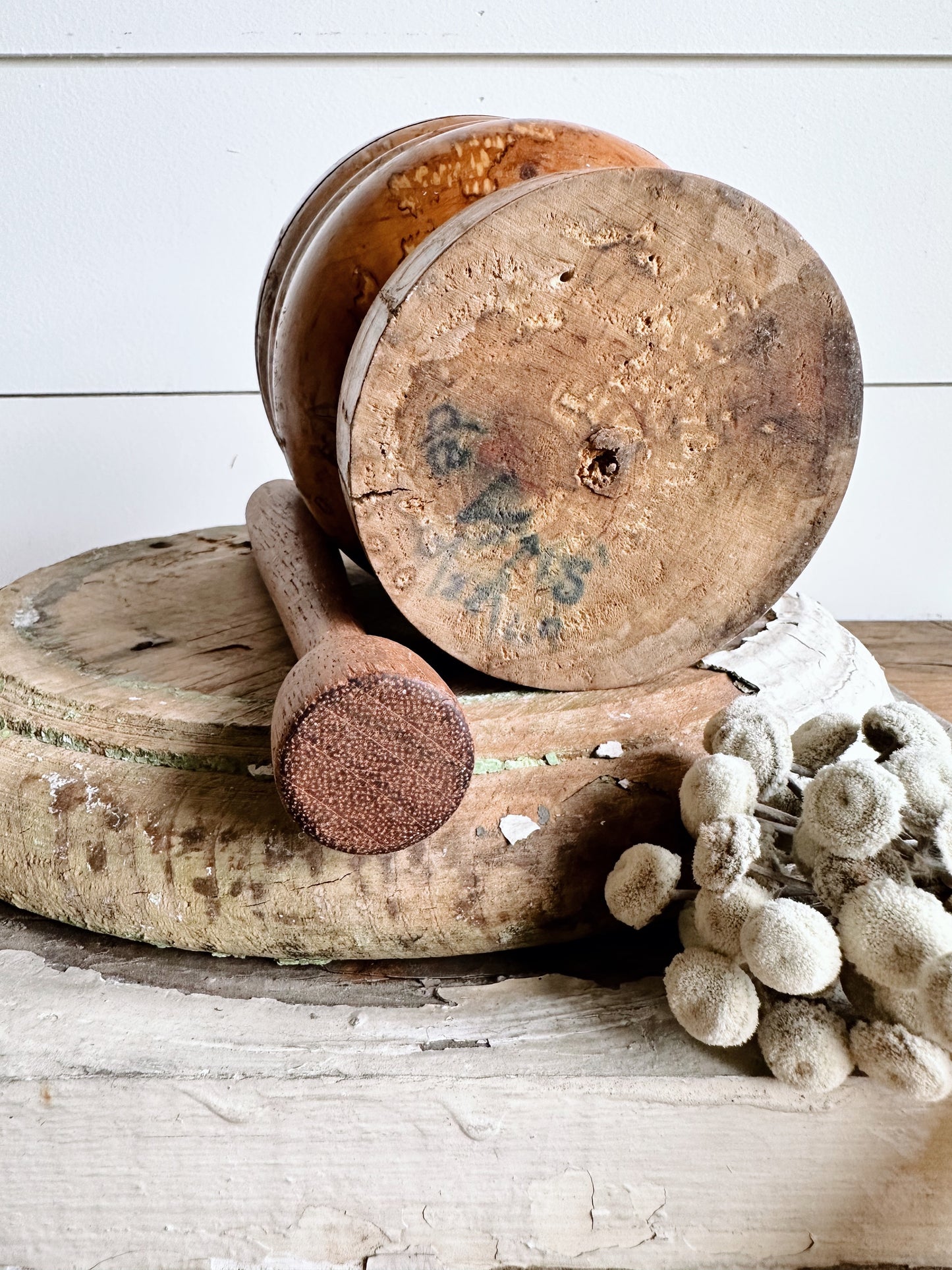 Vintage Wood Mortar and Pestle