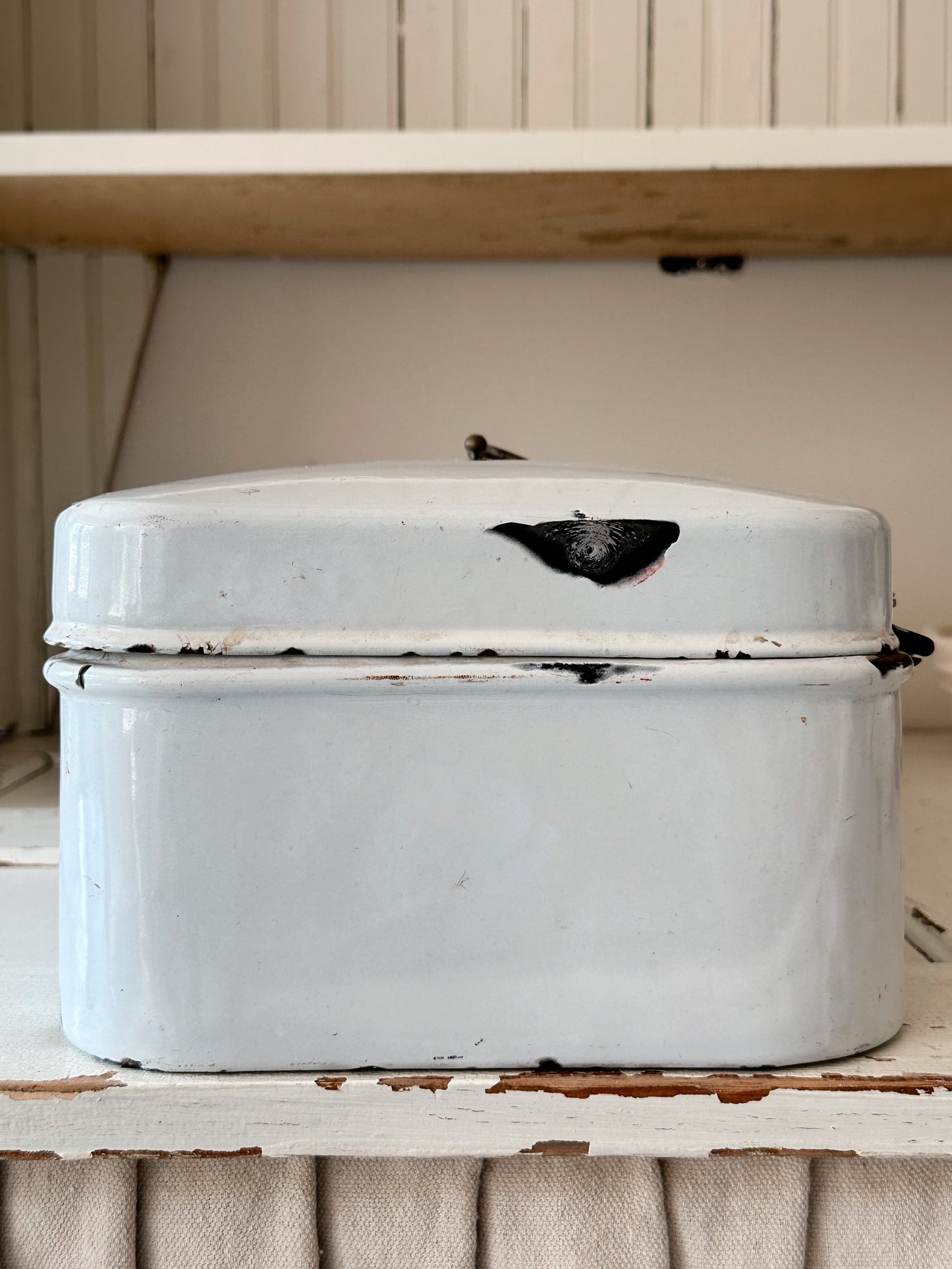 Large Antique Enamelware Bread Box