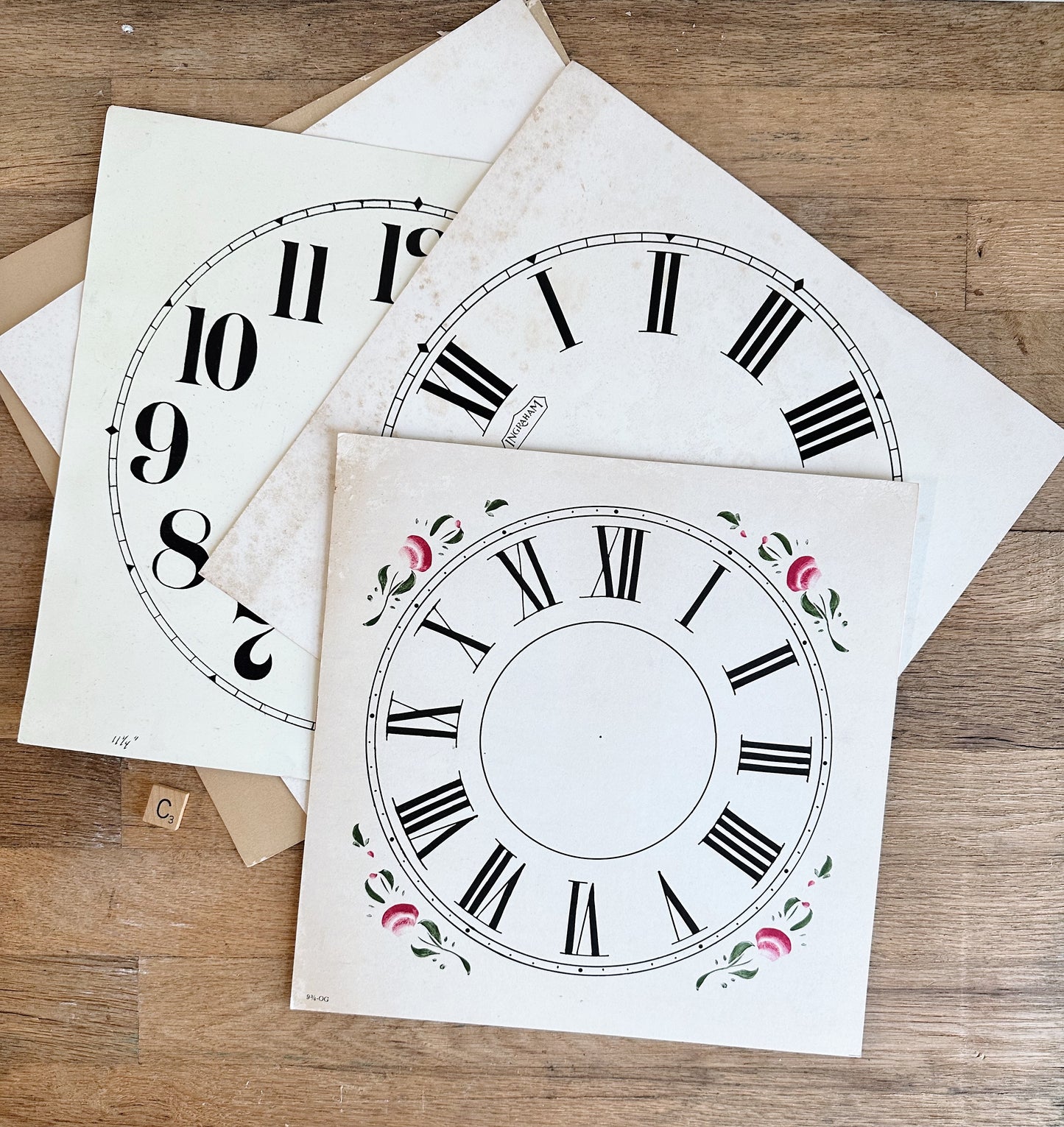 Collection of 5 Vintage Paper Clock Faces