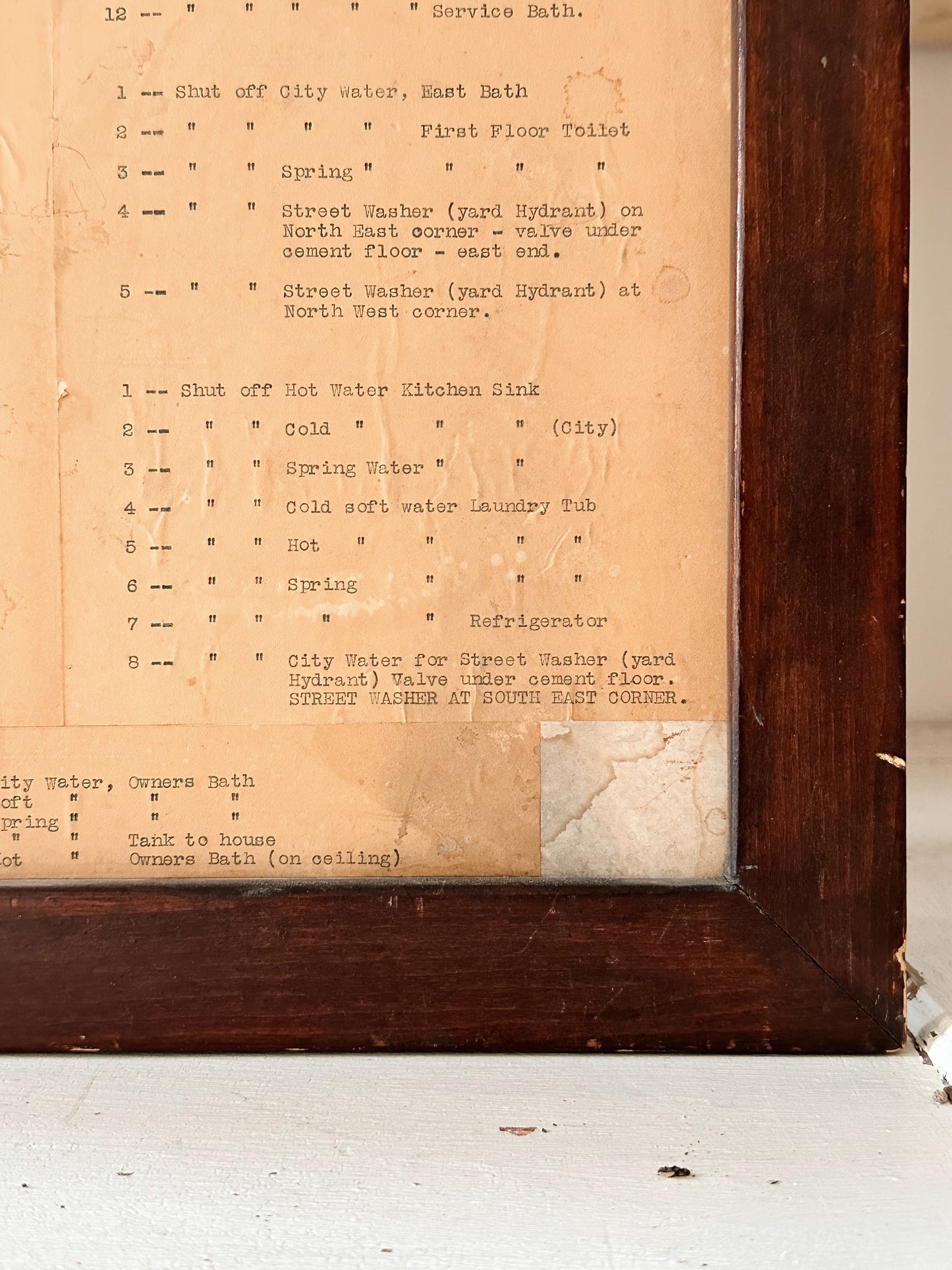 Vintage Framed Master Shut Off Service Plan