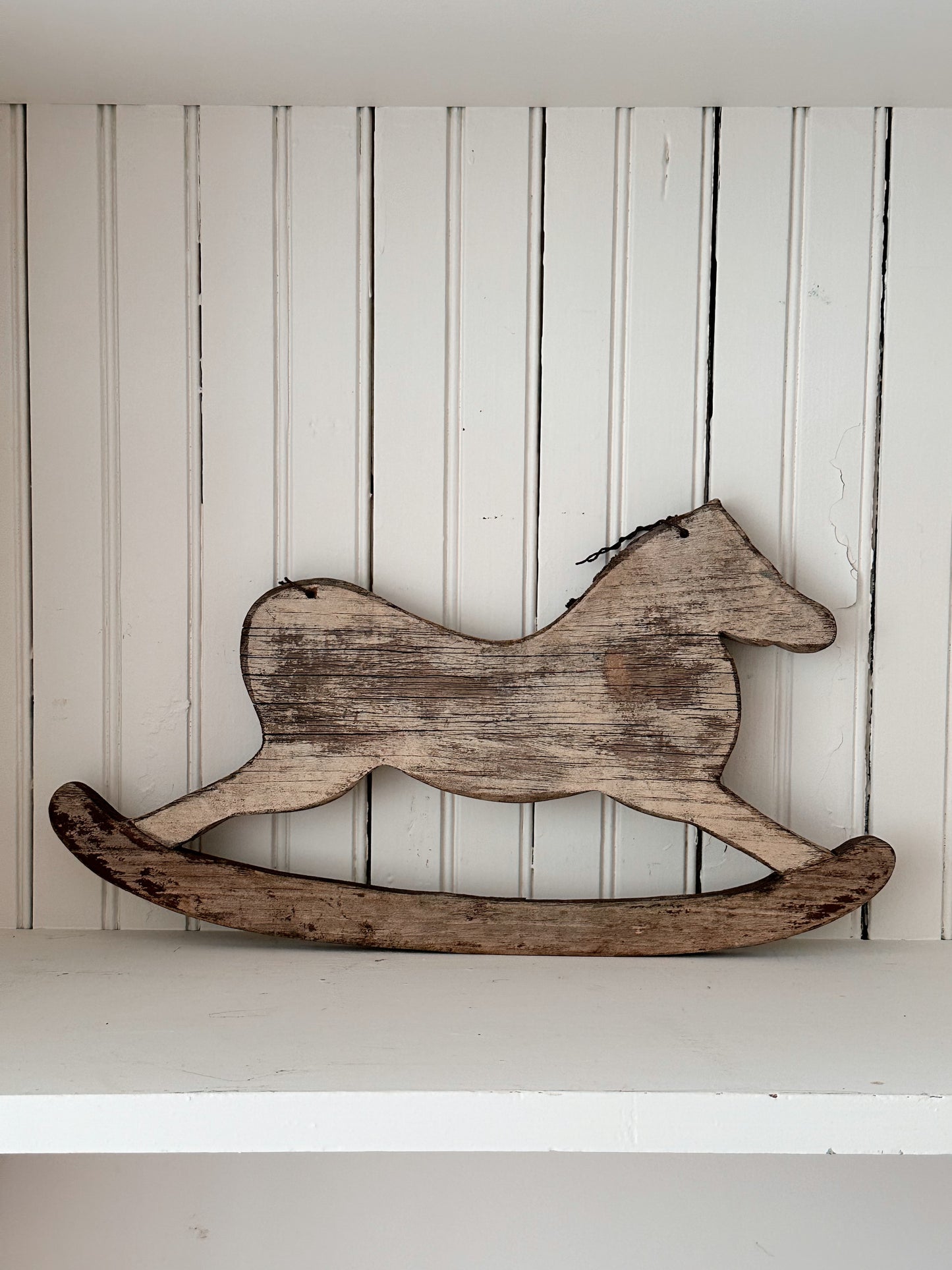 Vintage Weathered Wood Rocking Horse