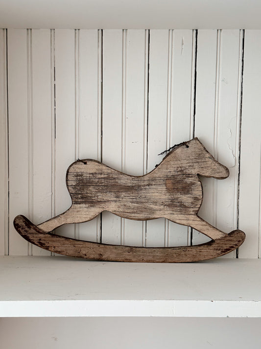 Vintage Weathered Wood Rocking Horse