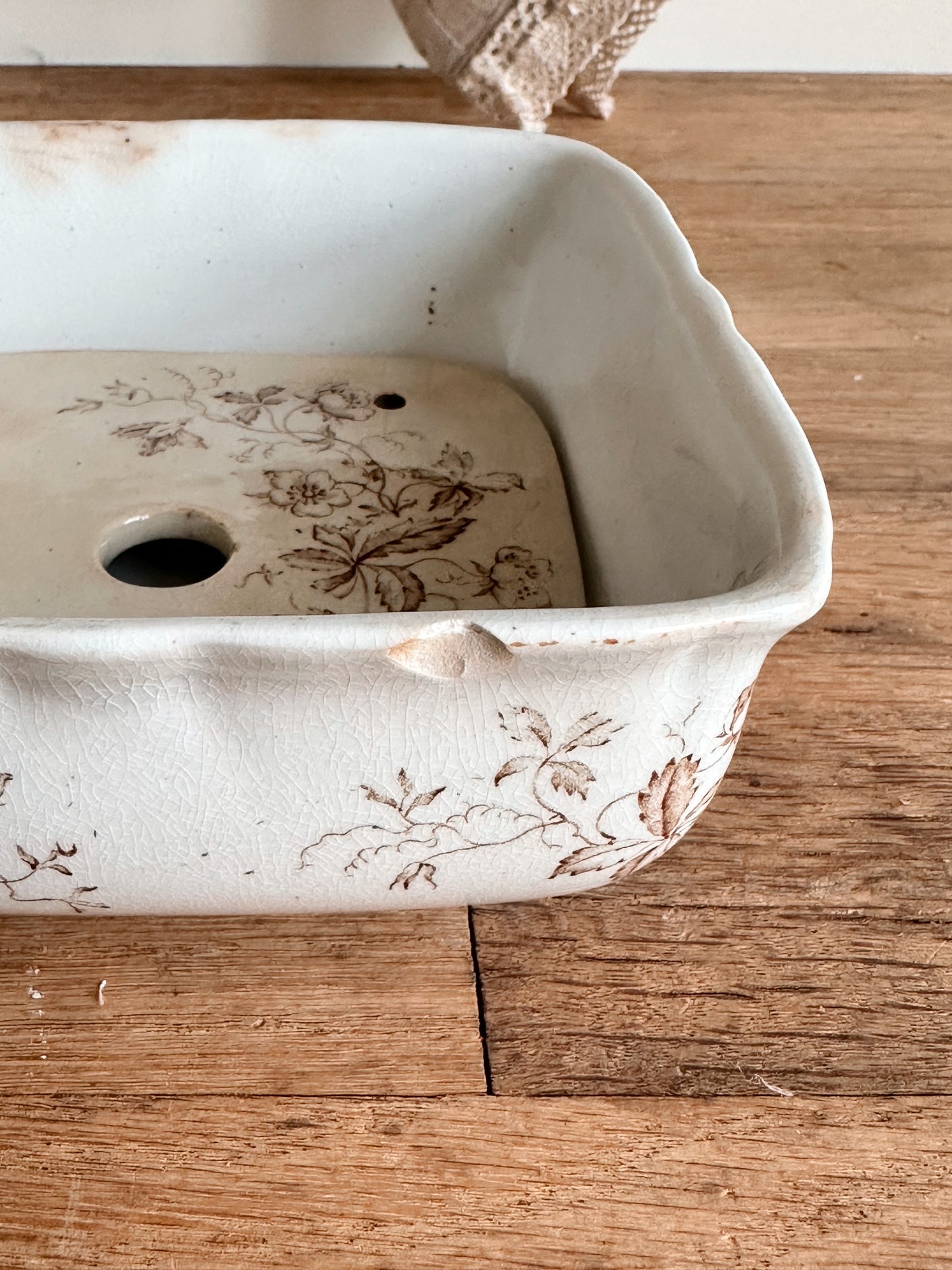 Antique WH Pearl & Co Covered Soap Dish with Drain Plate