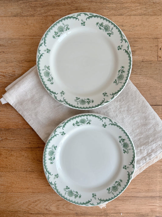 Pair of Vintage Shenago China Restaurant Ware Plates, Chardon Rose Pattern