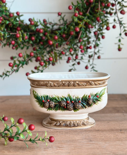 Peppermint Latte Vintage Vessel Candle, Christmas Planter