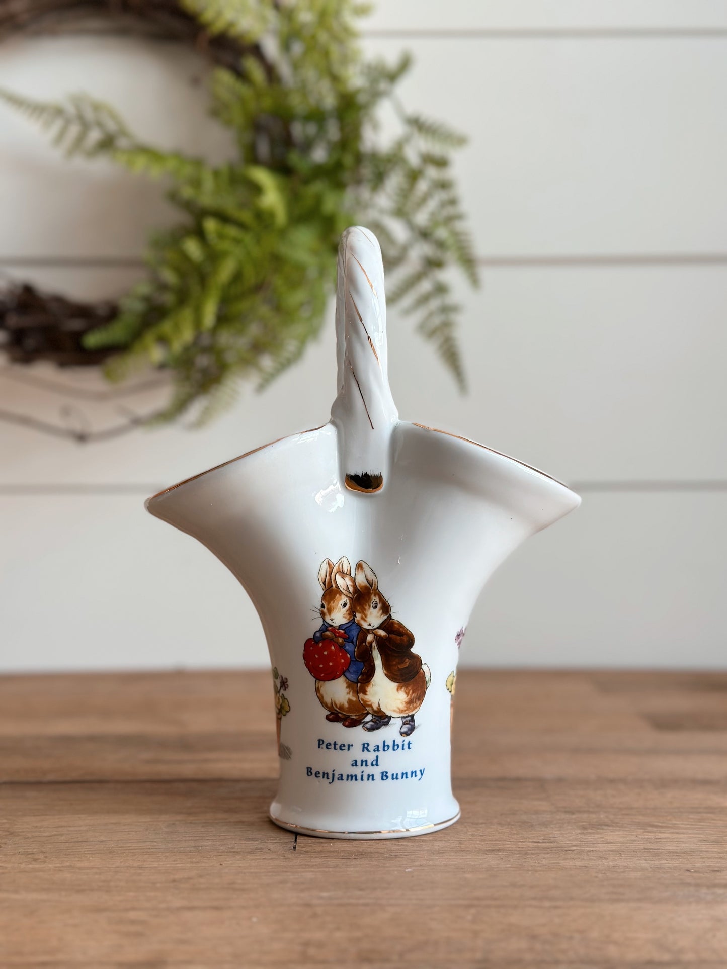 Vintage Beatrix Potter Peter Rabbit Basket Vase