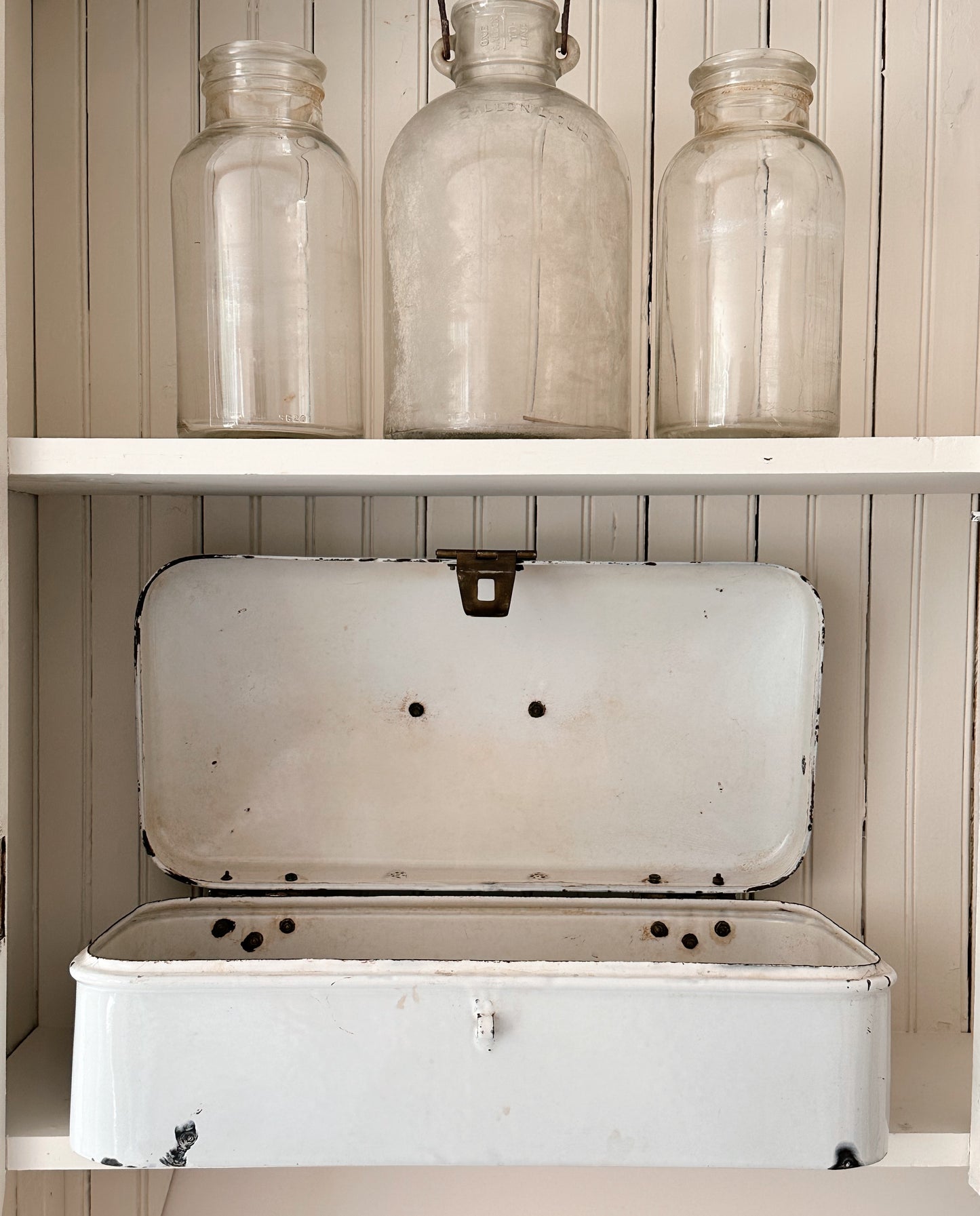 Large Antique Enamelware Bread Box