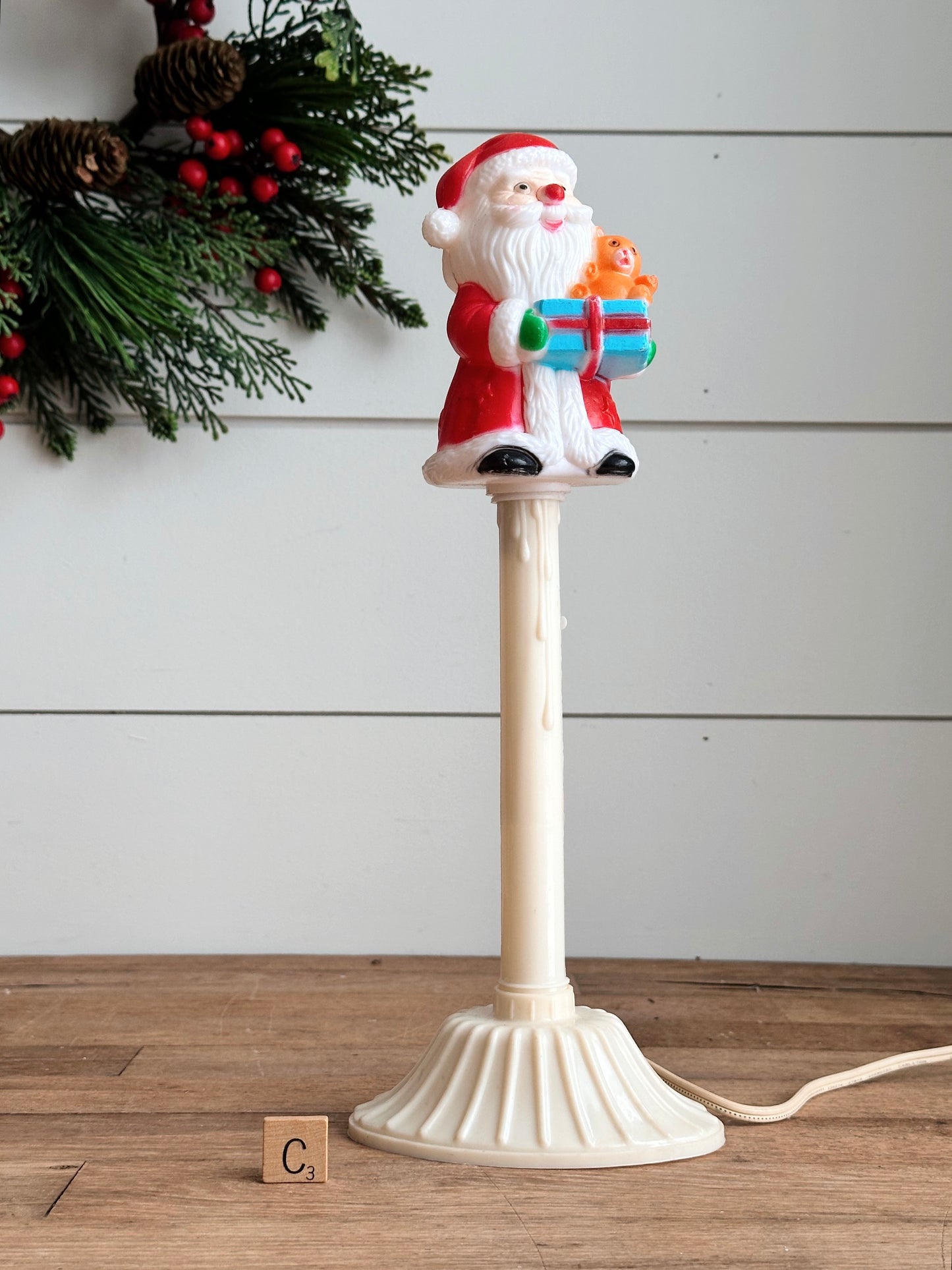 Rare Vintage Electric Santa Blow Mold Window Candle