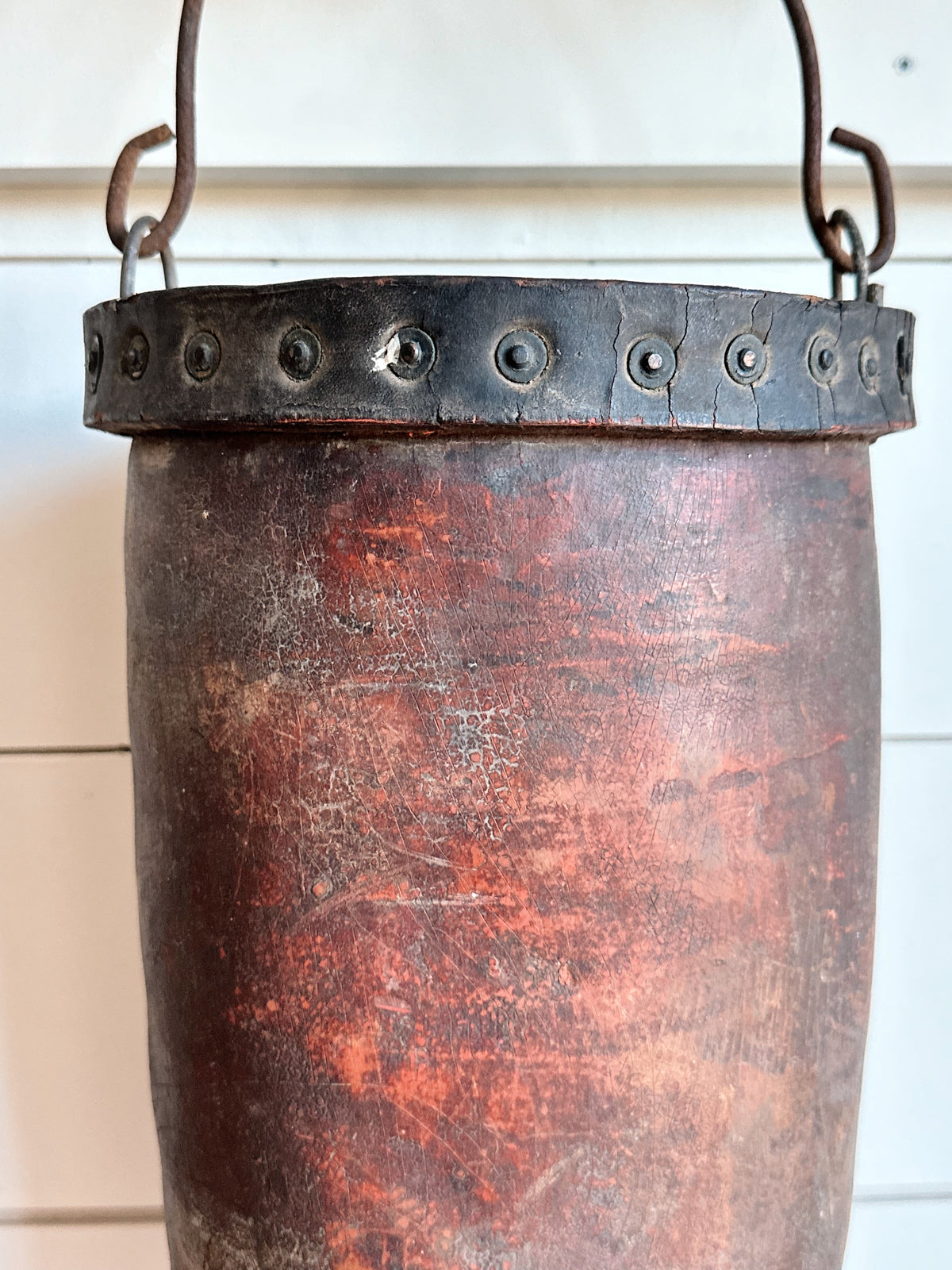 Early Antique Leather Water Pail