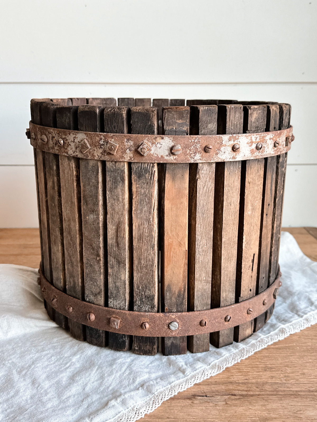 Antique Apple Cider Press Basket