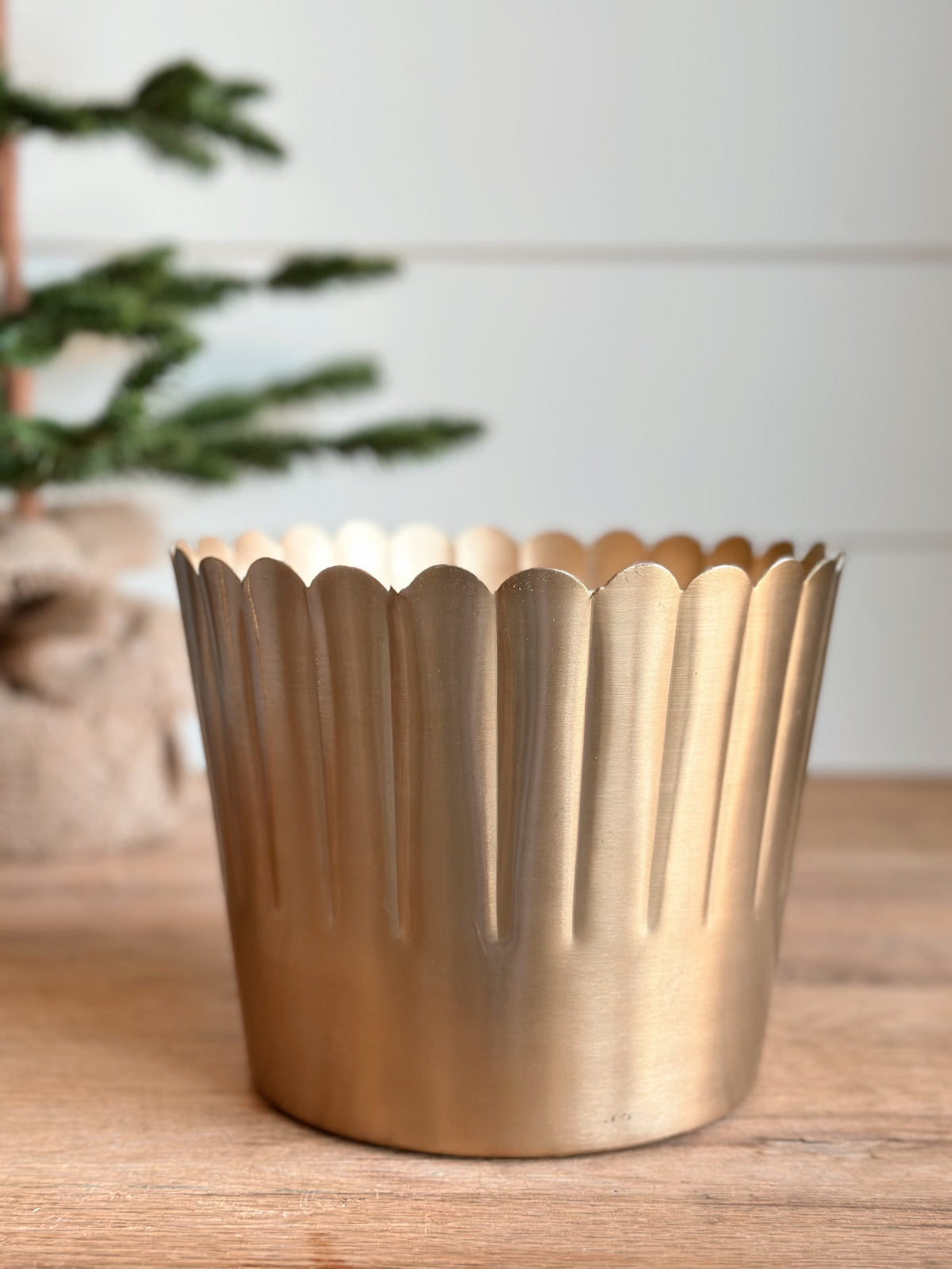 Scalloped Brass Planter