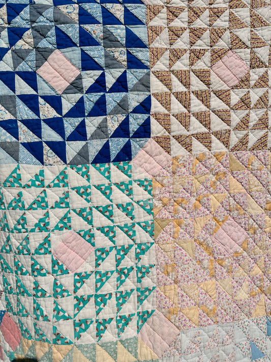 1930s Hand Stitched Patchwork Quilt