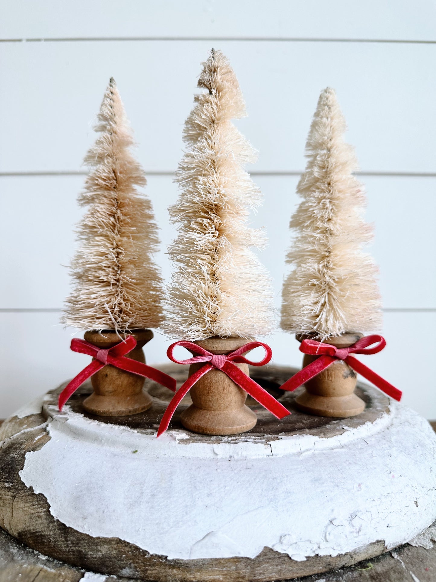 Collection of Three Vintage Spool Bottle Brush Trees