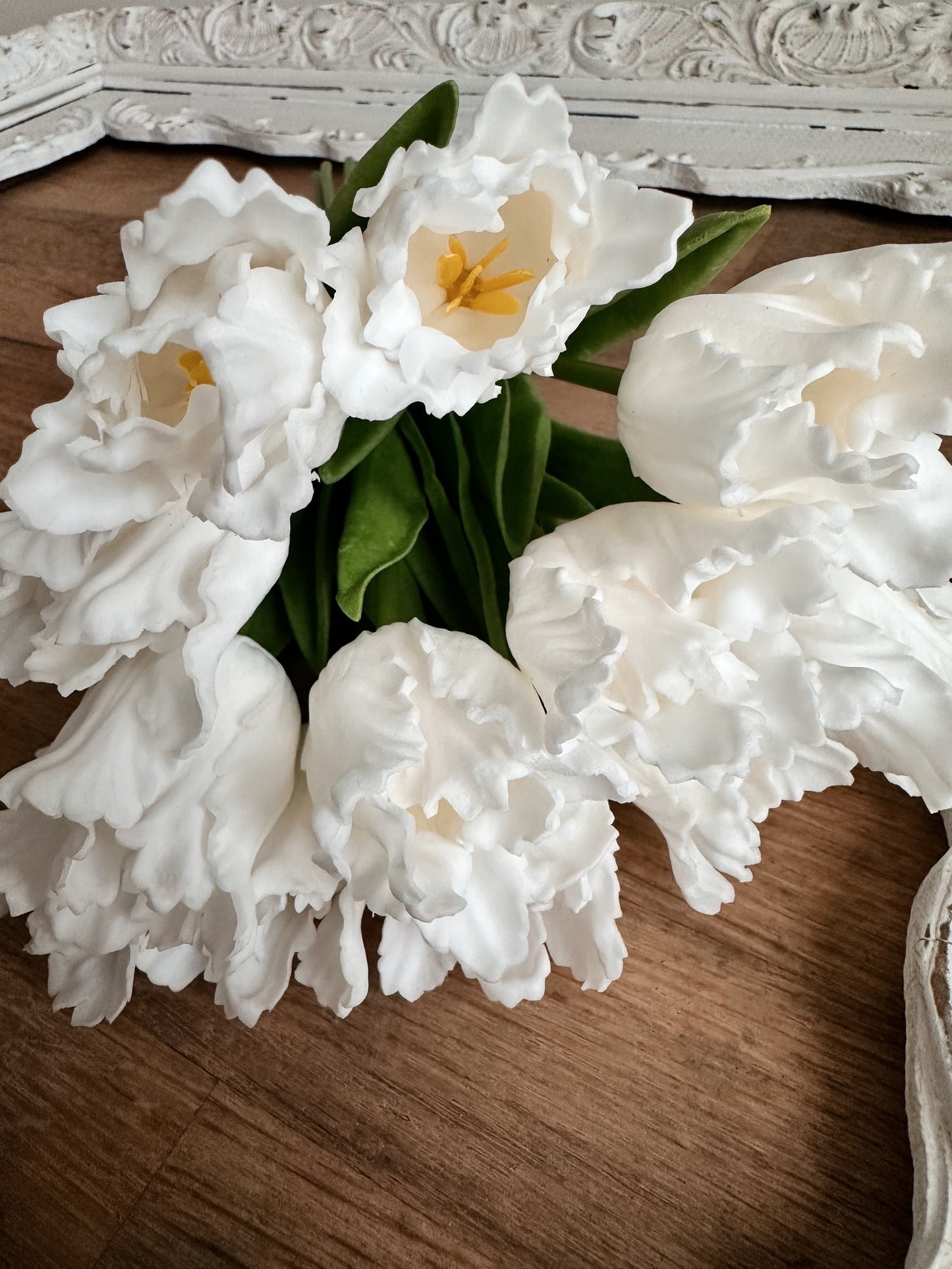 Real Touch Parrot Tulips, White