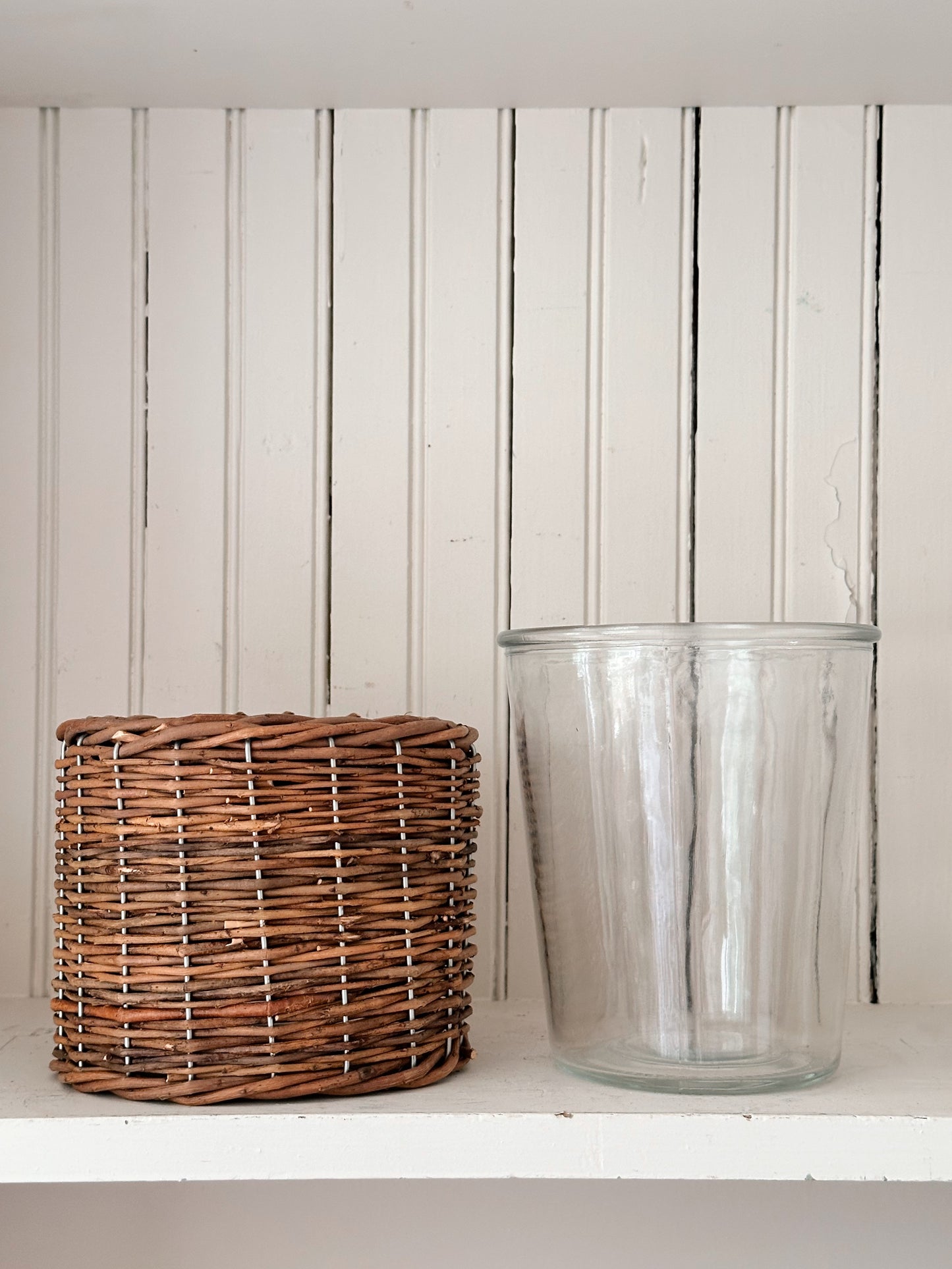 Wicker & Glass Vase (large)