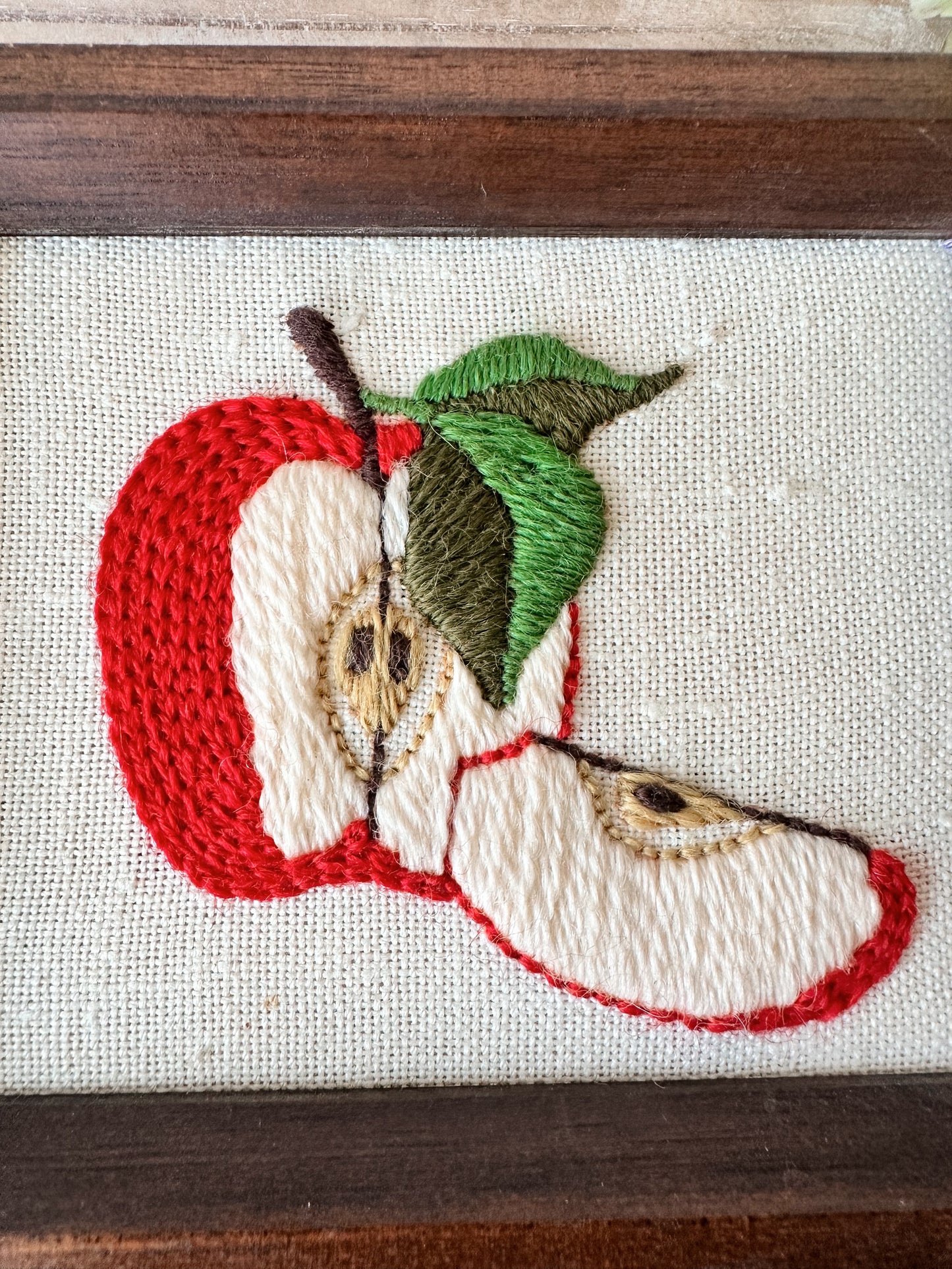 Vintage Framed Apple Crewel Work