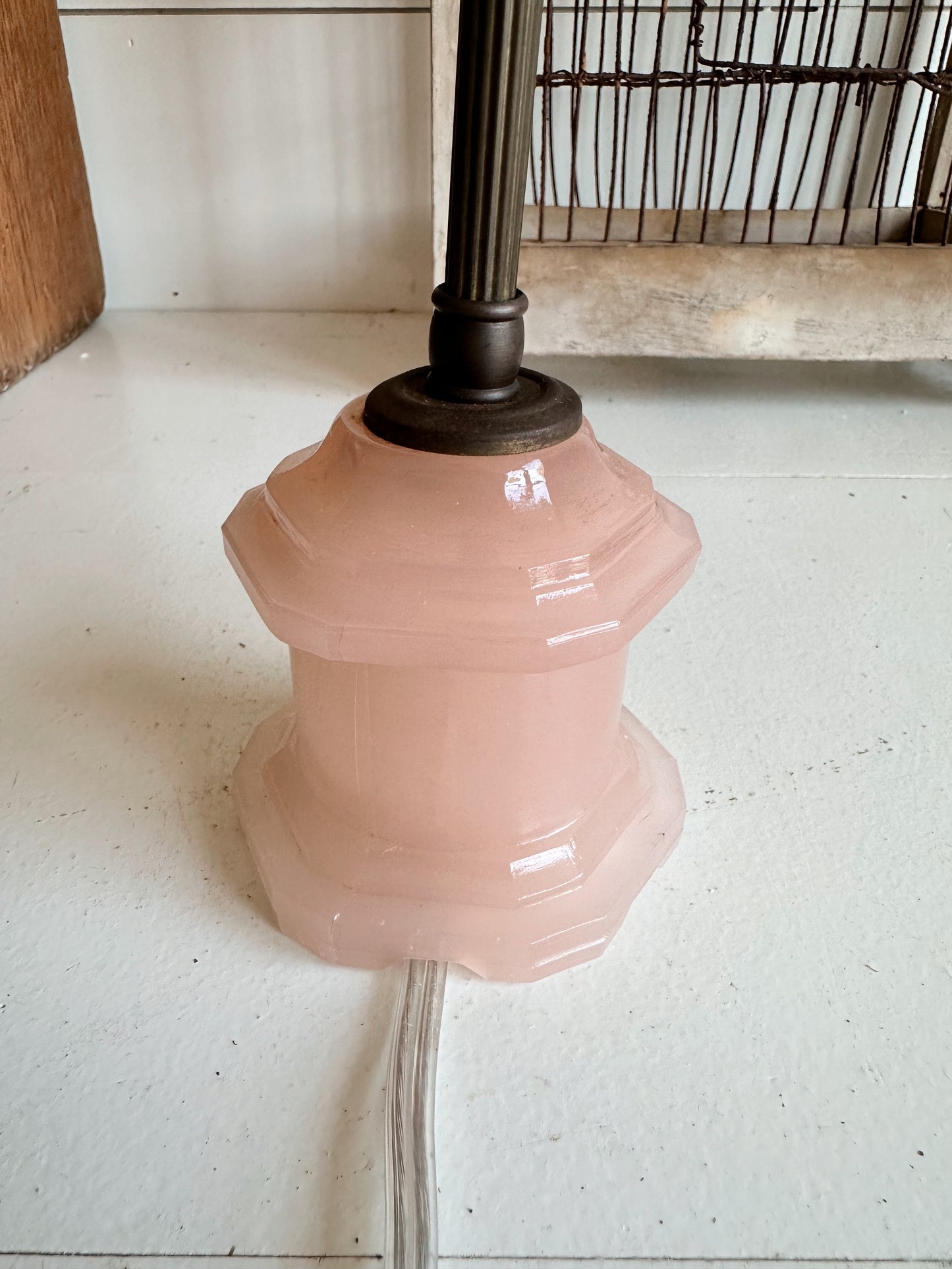 Vintage Pink Glass Lamp