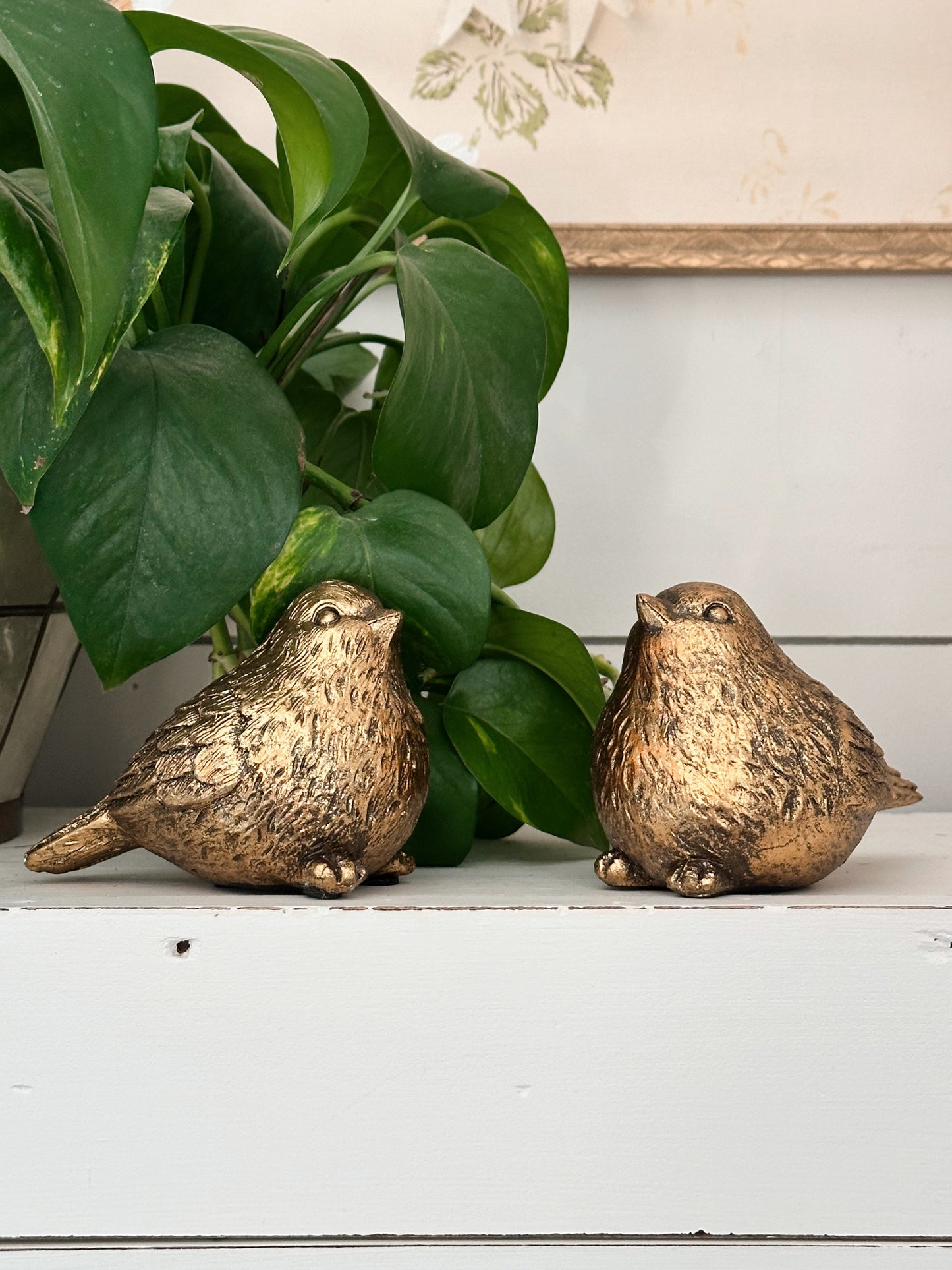 Pair of Burnished Gold Birds