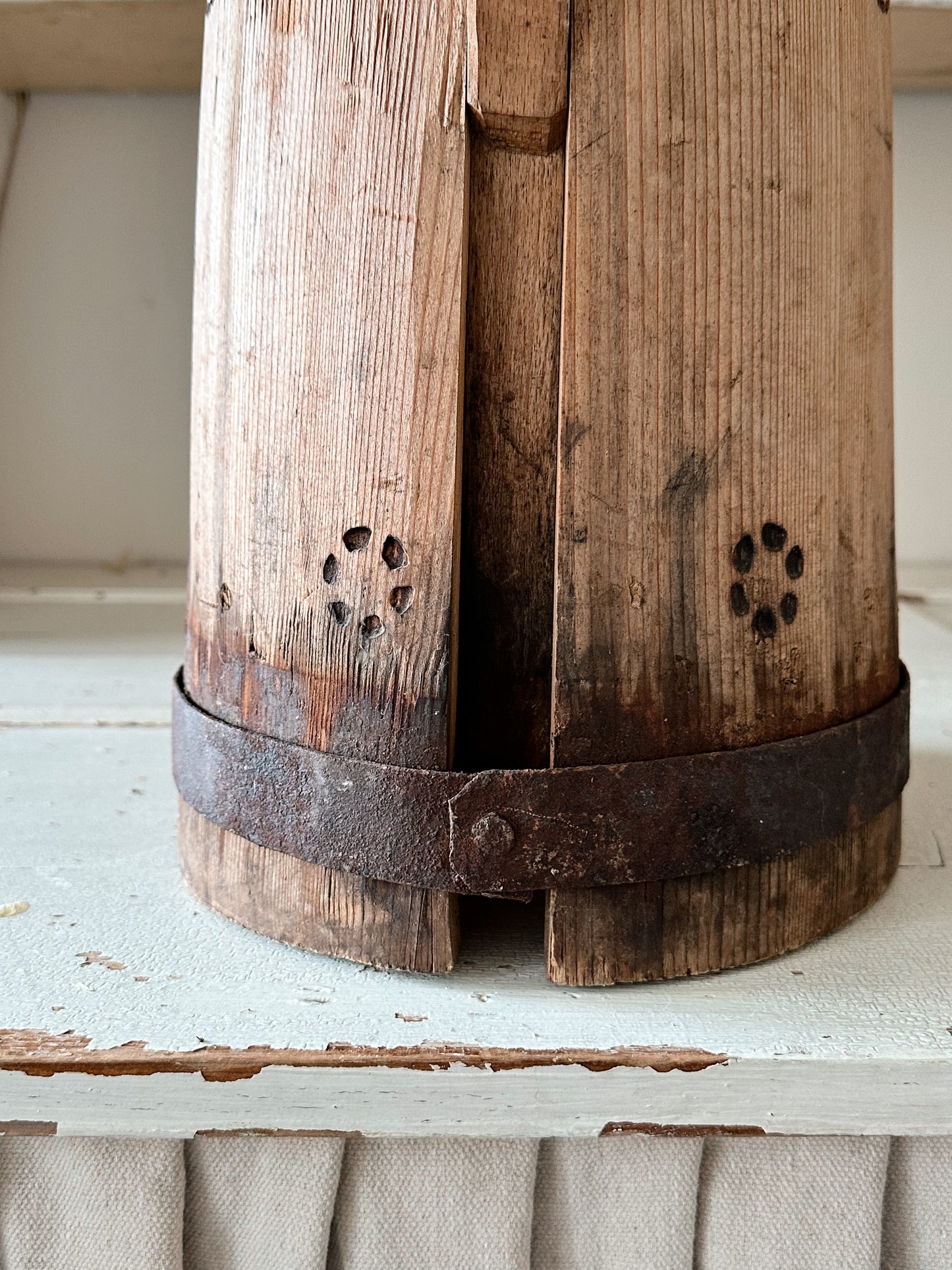 Beautiful Antique Wood Tankard with Lid