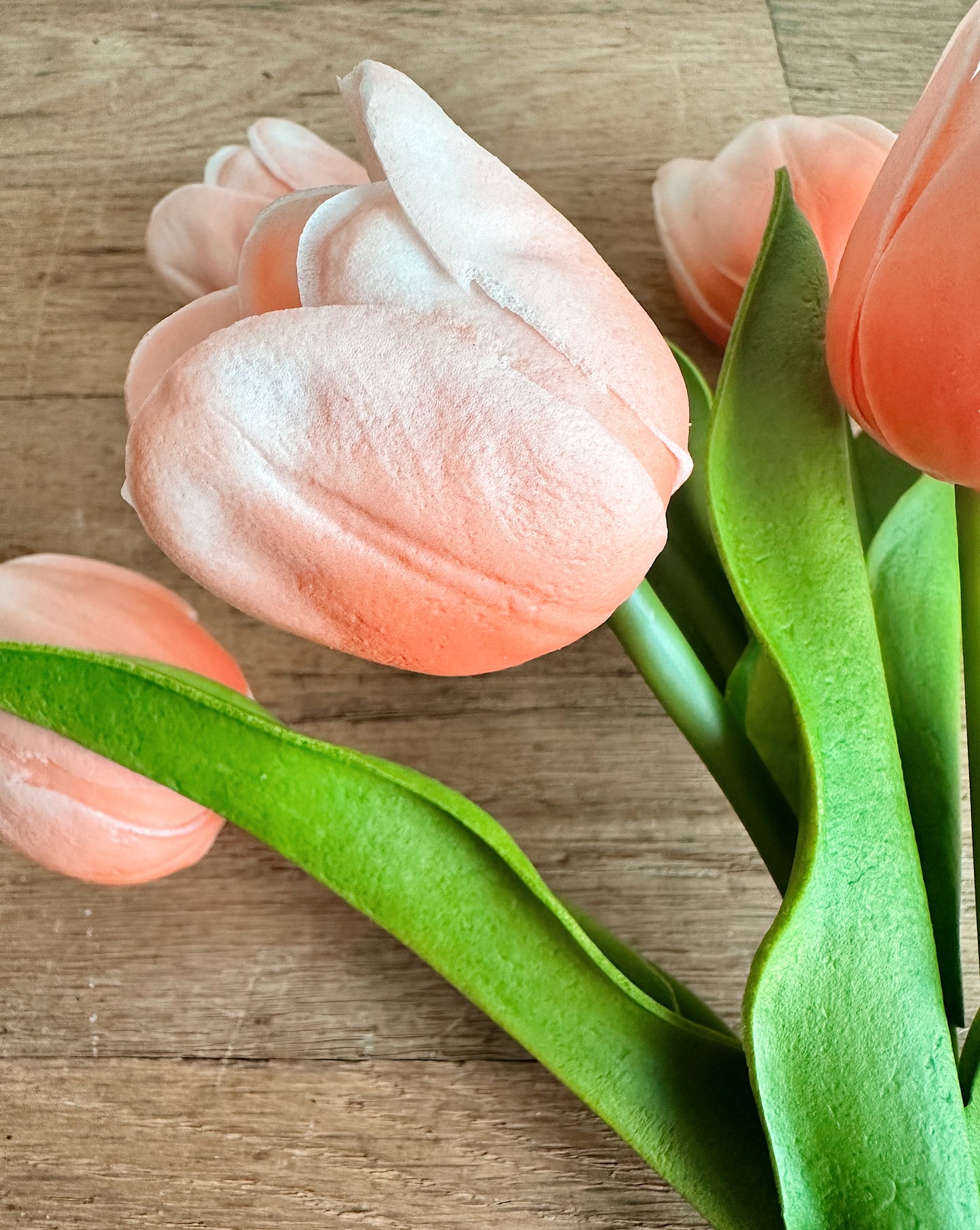 Real Touch Peach Coral Open Tulip Bundle (10 stems)