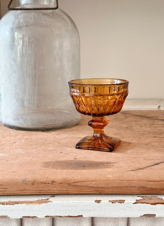 You Choose The Scent Vintage Vessel Candle - Amber Glass Sundae Dish