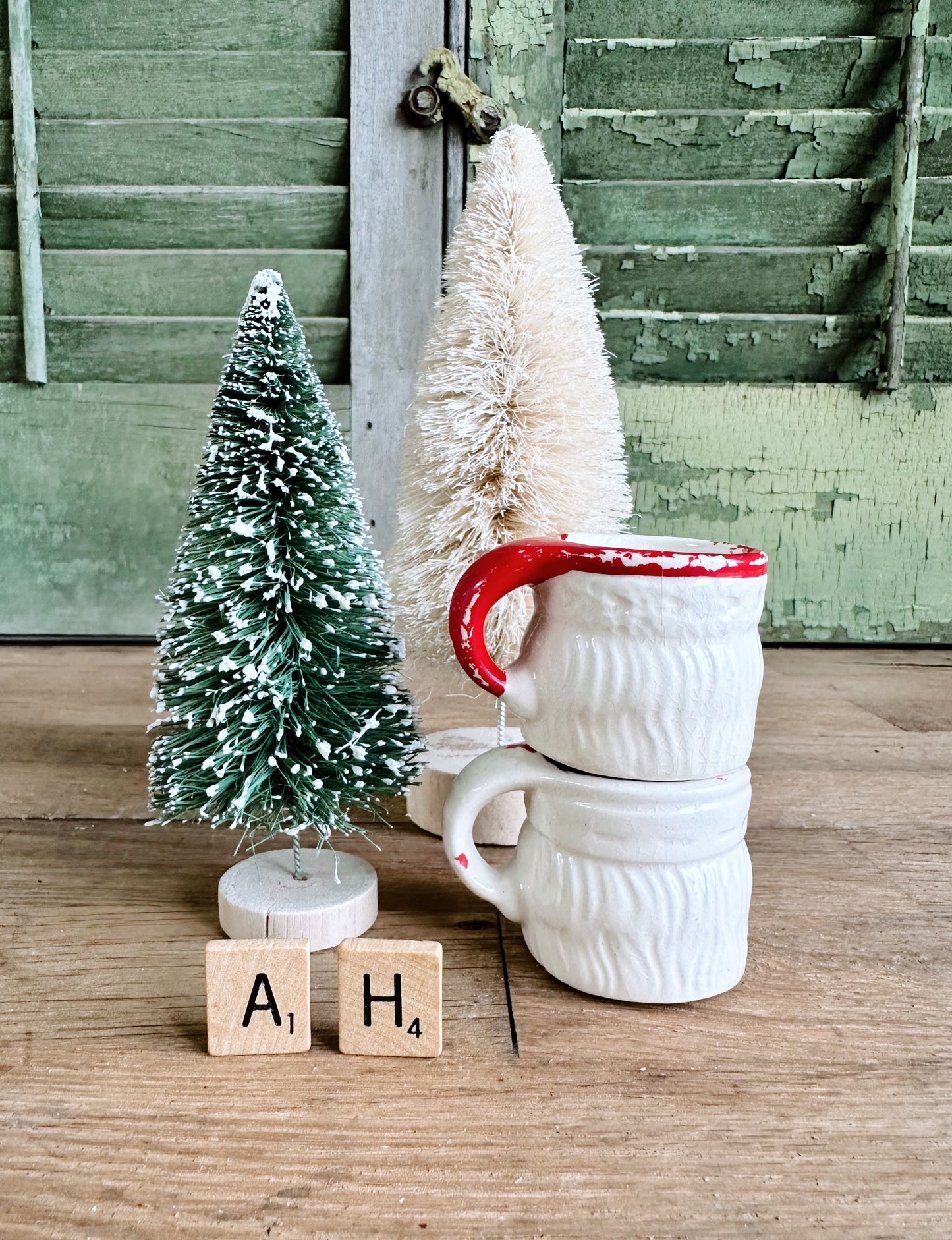 Set of Two Mini Vintage Santa Mugs