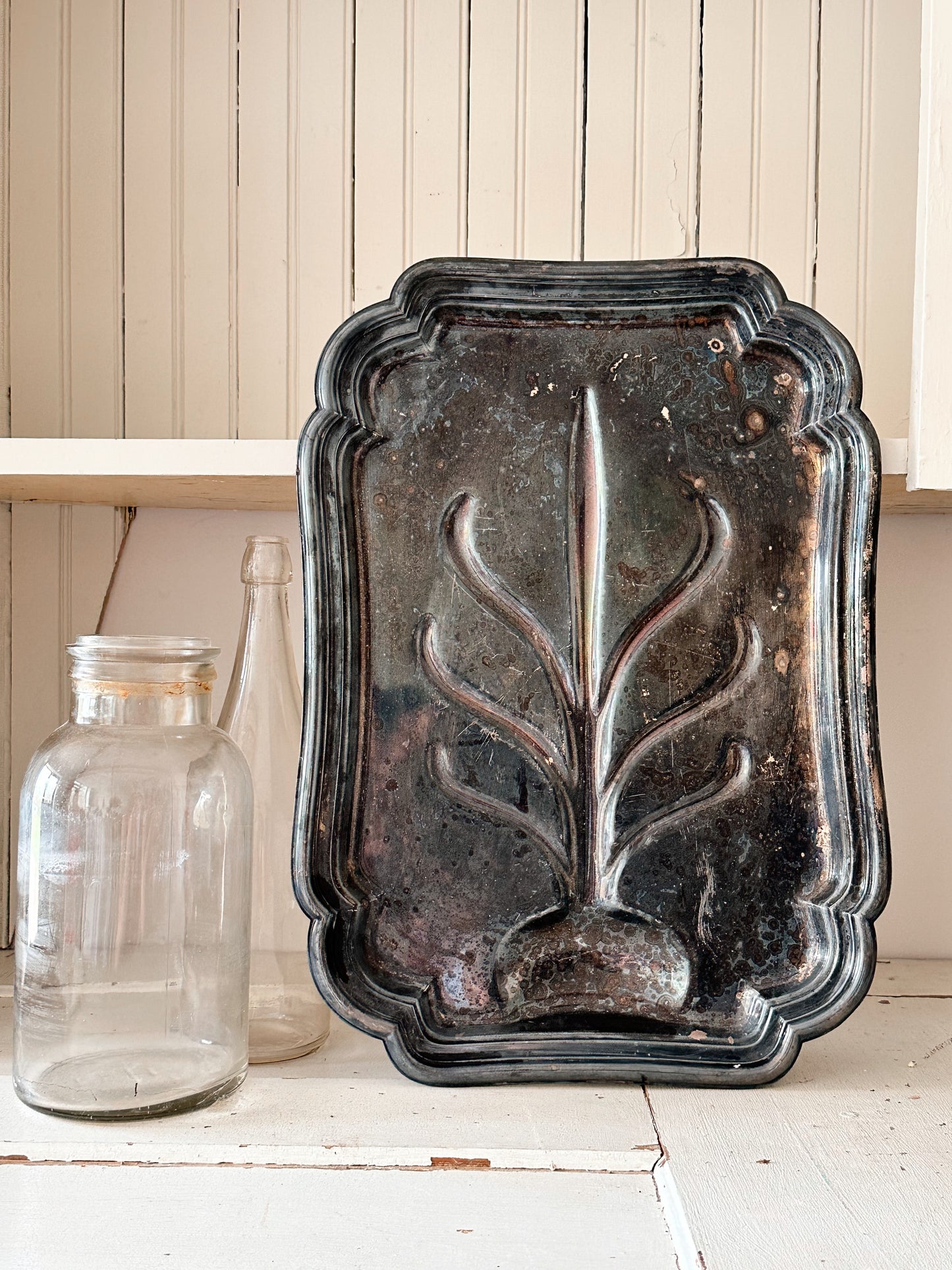 Pretty Vintage Silver Plate Footed Tray