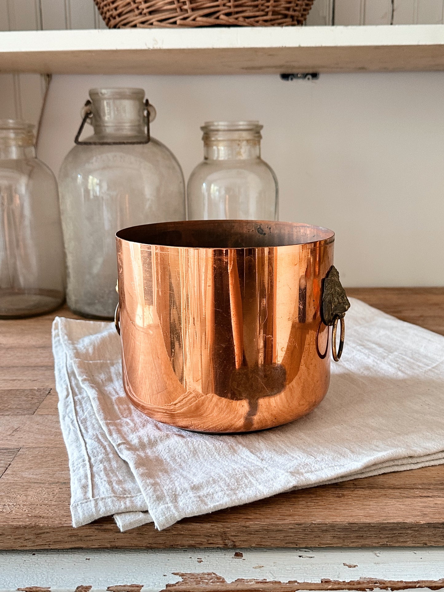 Vintage Copper Guild Lionhead Ice Bucket