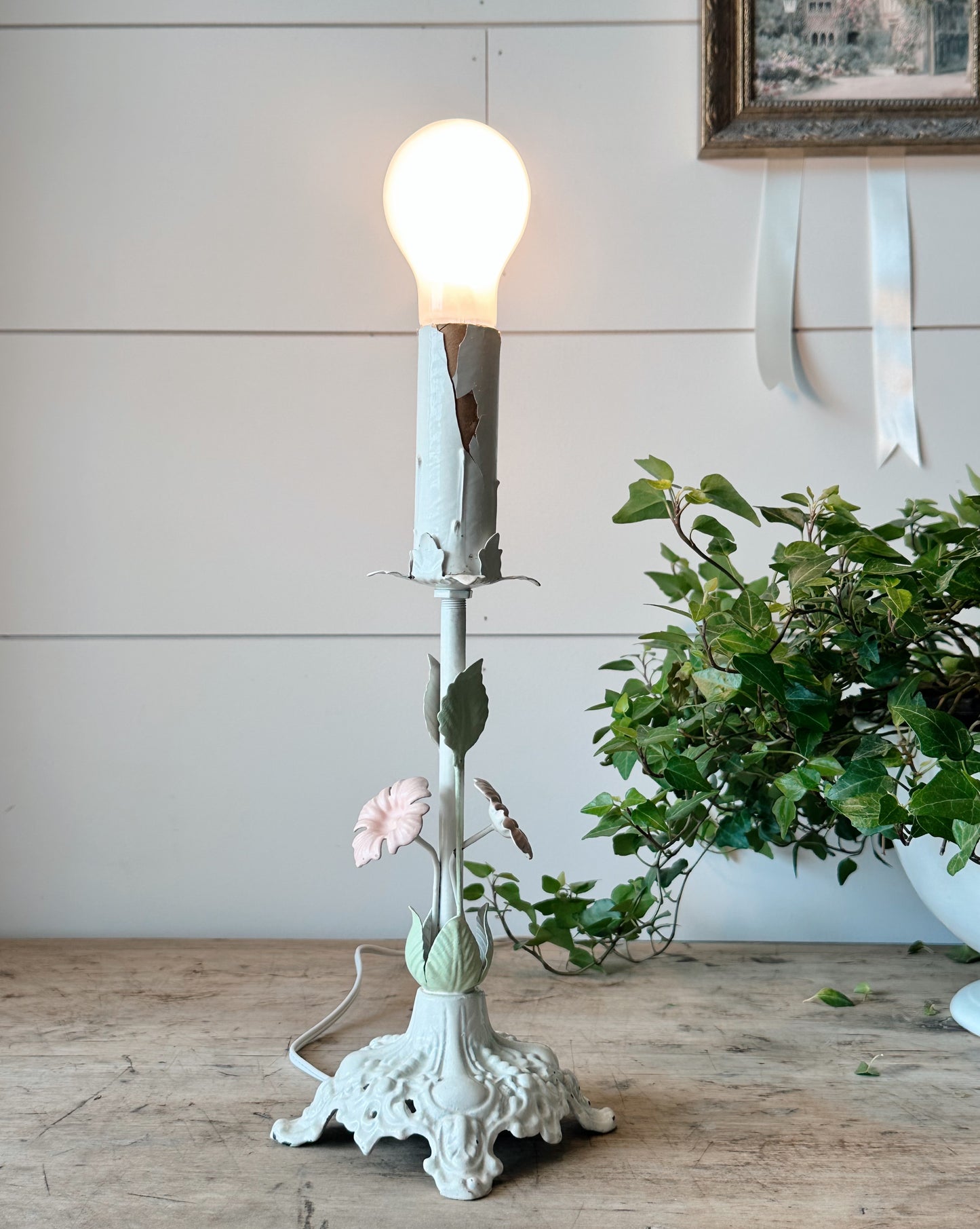 Vintage Floral Tole Lamp