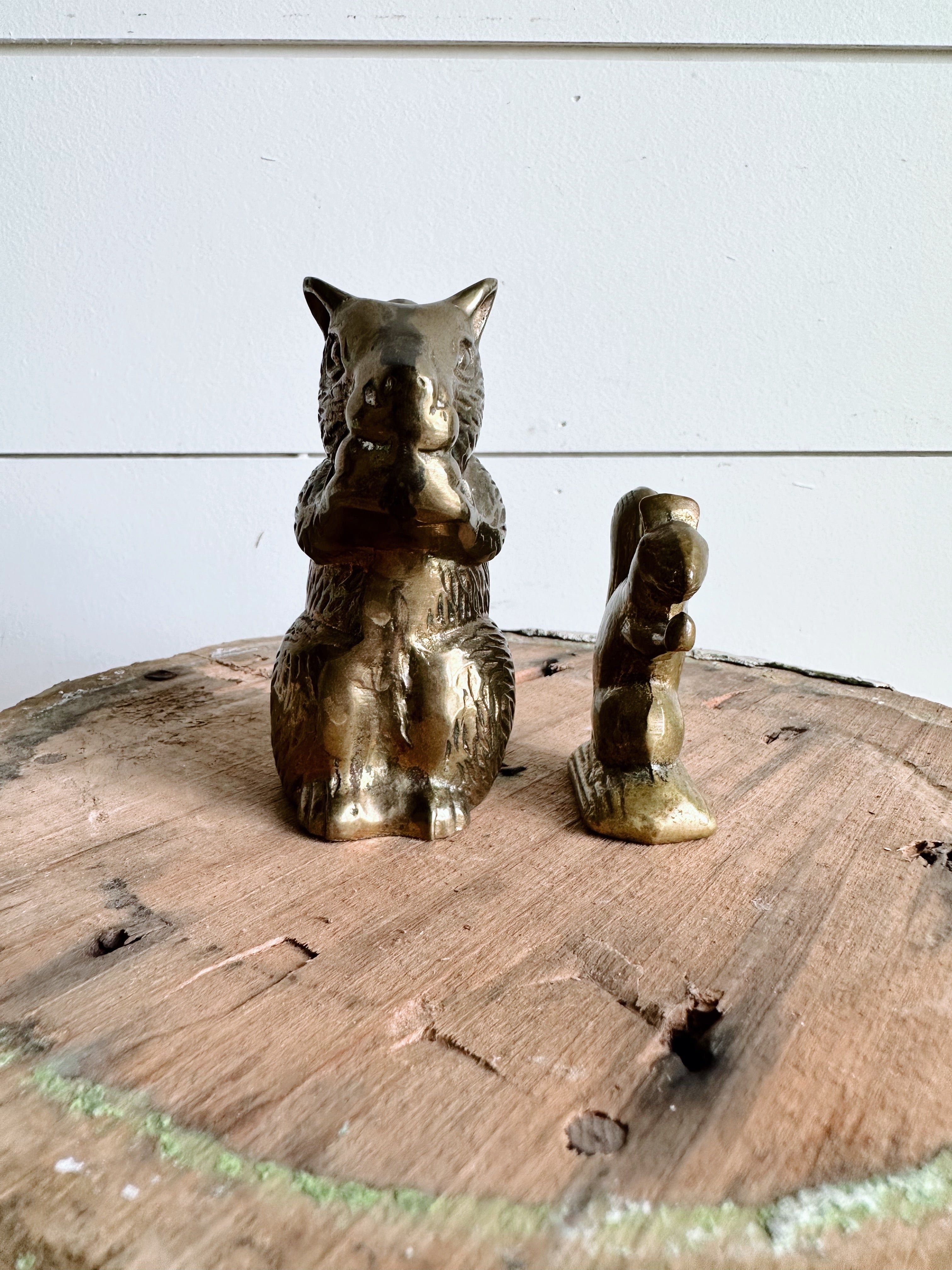 Pair of Vintage Brass Squirrels