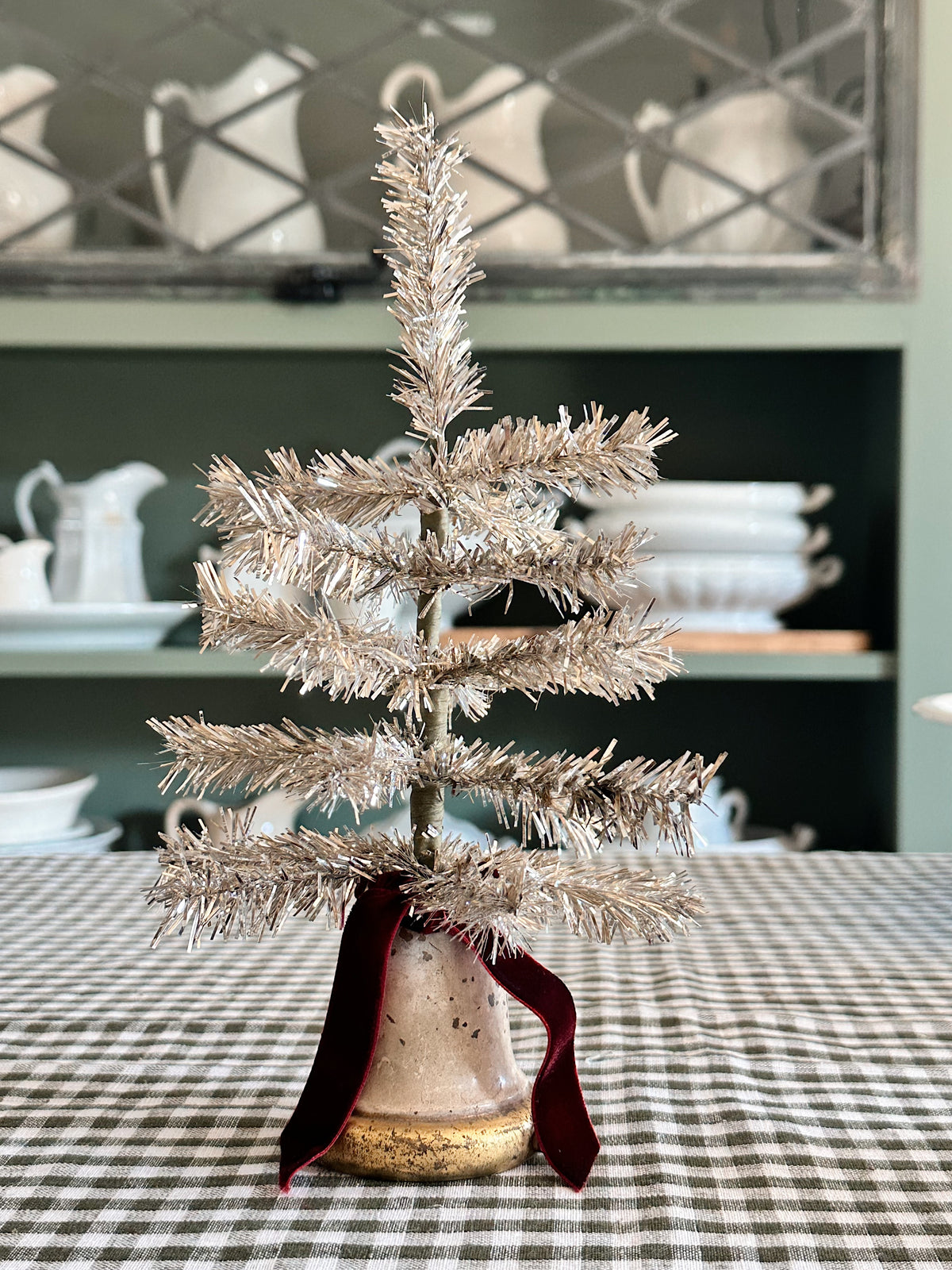 Vintage Lamp Base Tinsel Tree