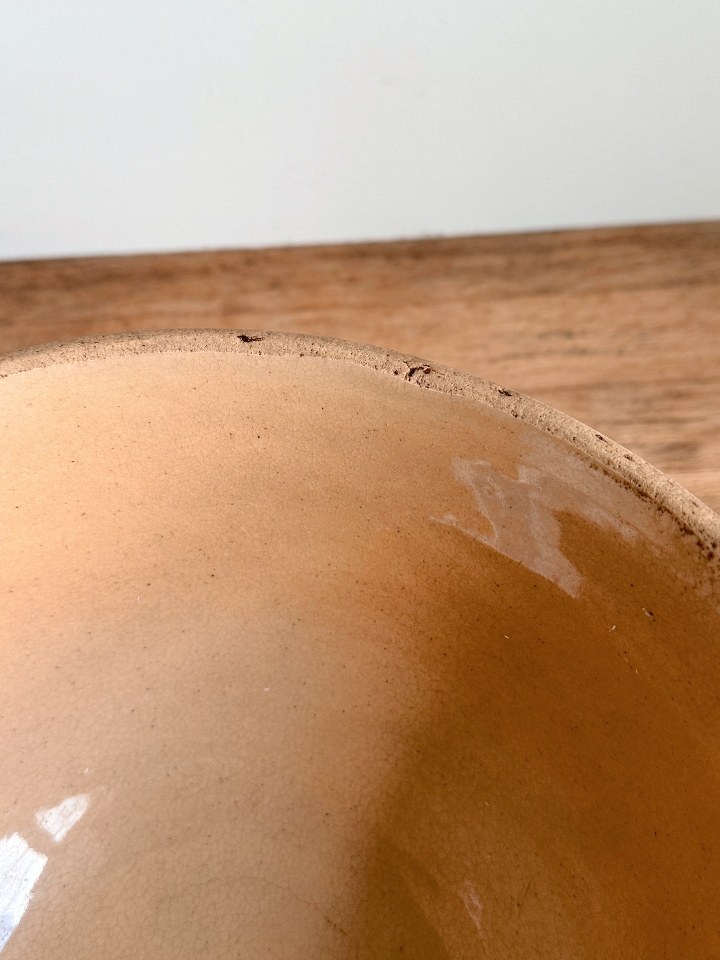 Vintage Stoneware Bowl with Three White Stripes