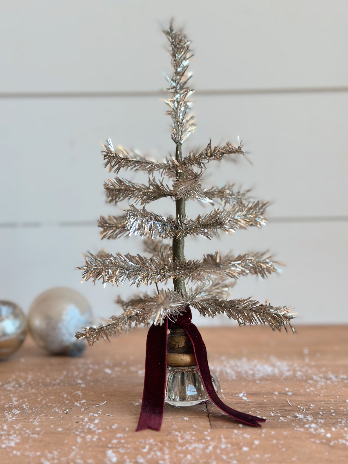 Vintage Glass Knob Tinsel Tree