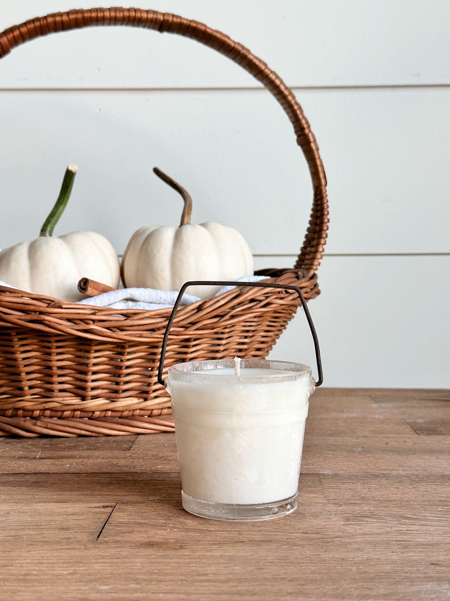 Hand Poured Pumpkin Chai Candle in a Vintage Glass Bucket