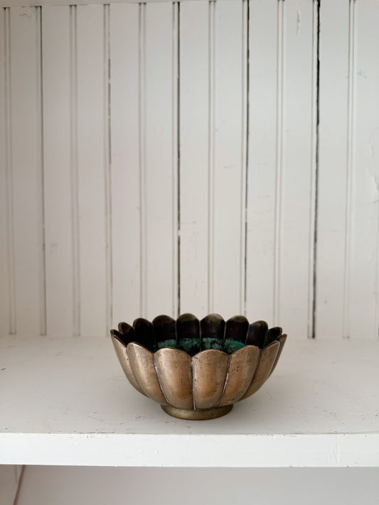 Vintage Scalloped Brass Dish