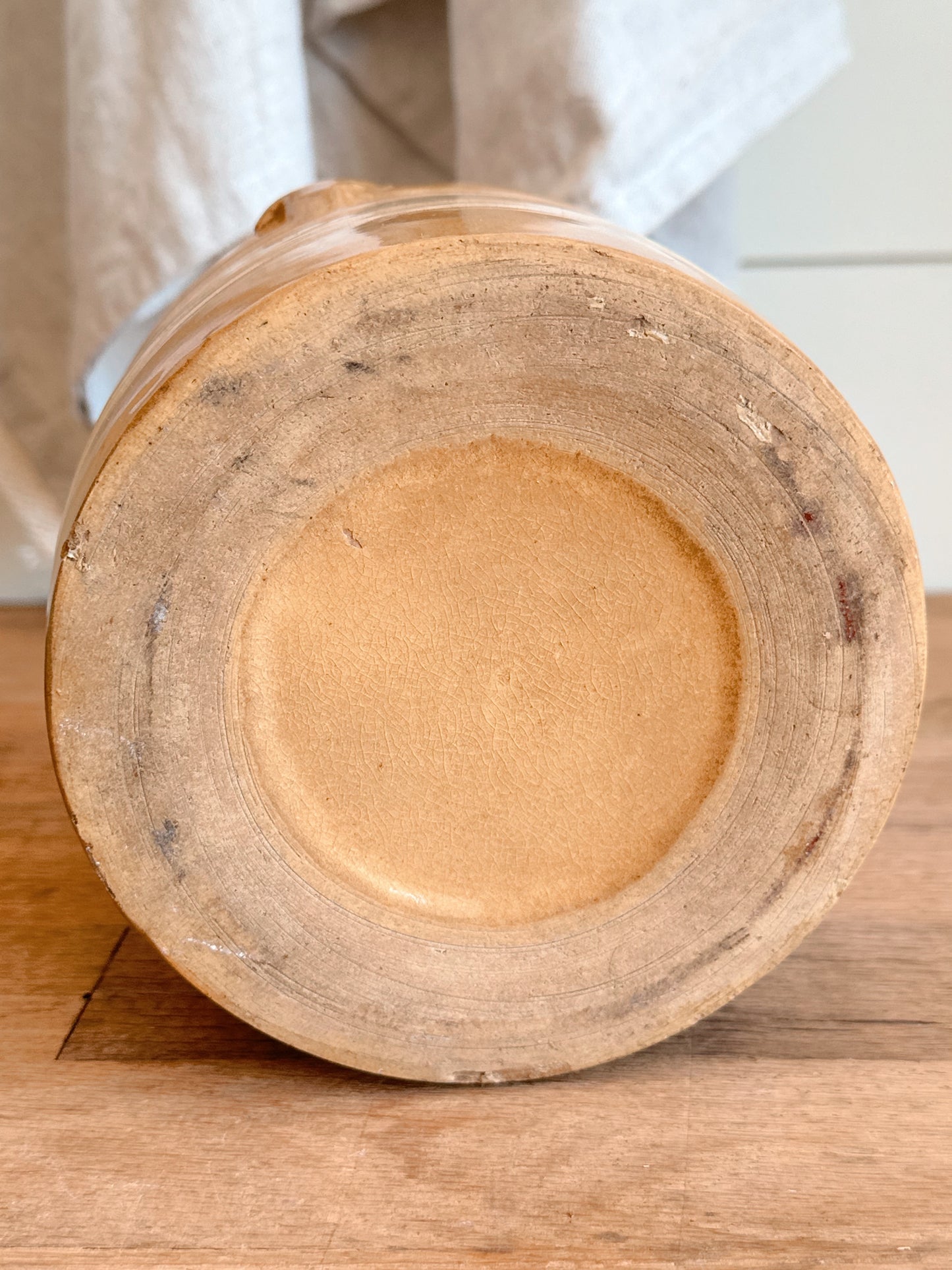 Vintage Banded Yellow Ware Butter Crock
