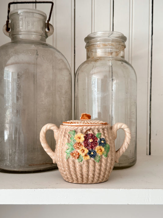 Vintage Basket Weave Sugar Pot