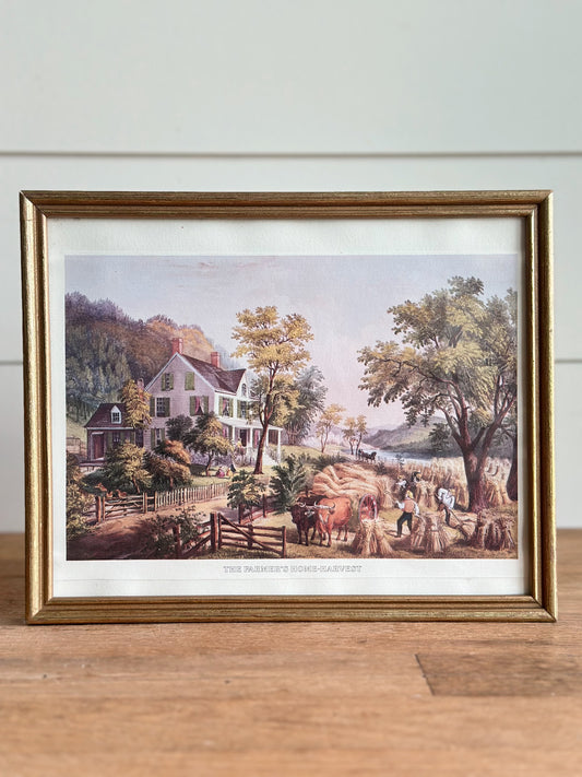 Vintage Frames Currier & Ives Print - The Farmers Home - Harvest
