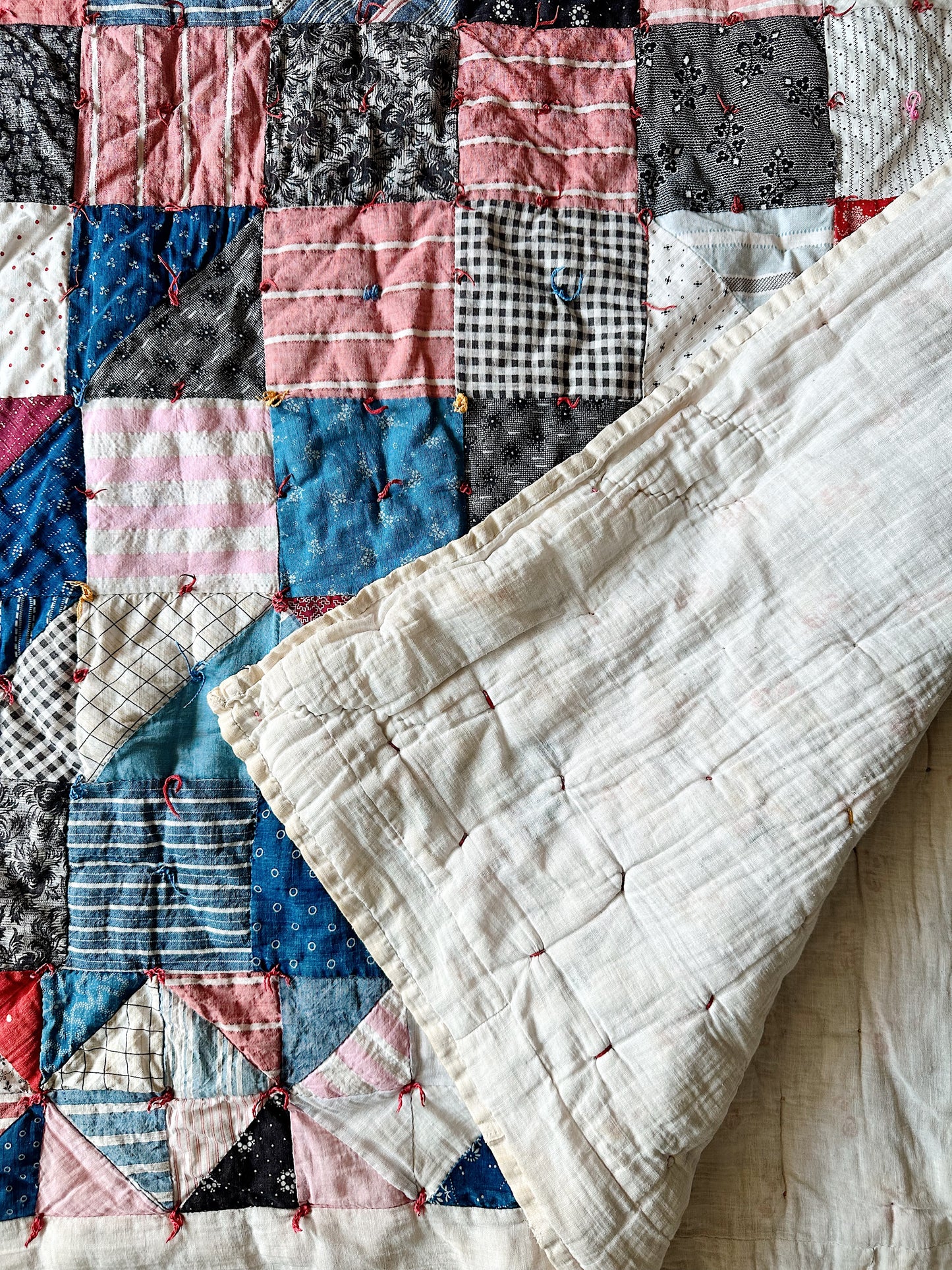 Vintage Handtied Patchwork Quilt