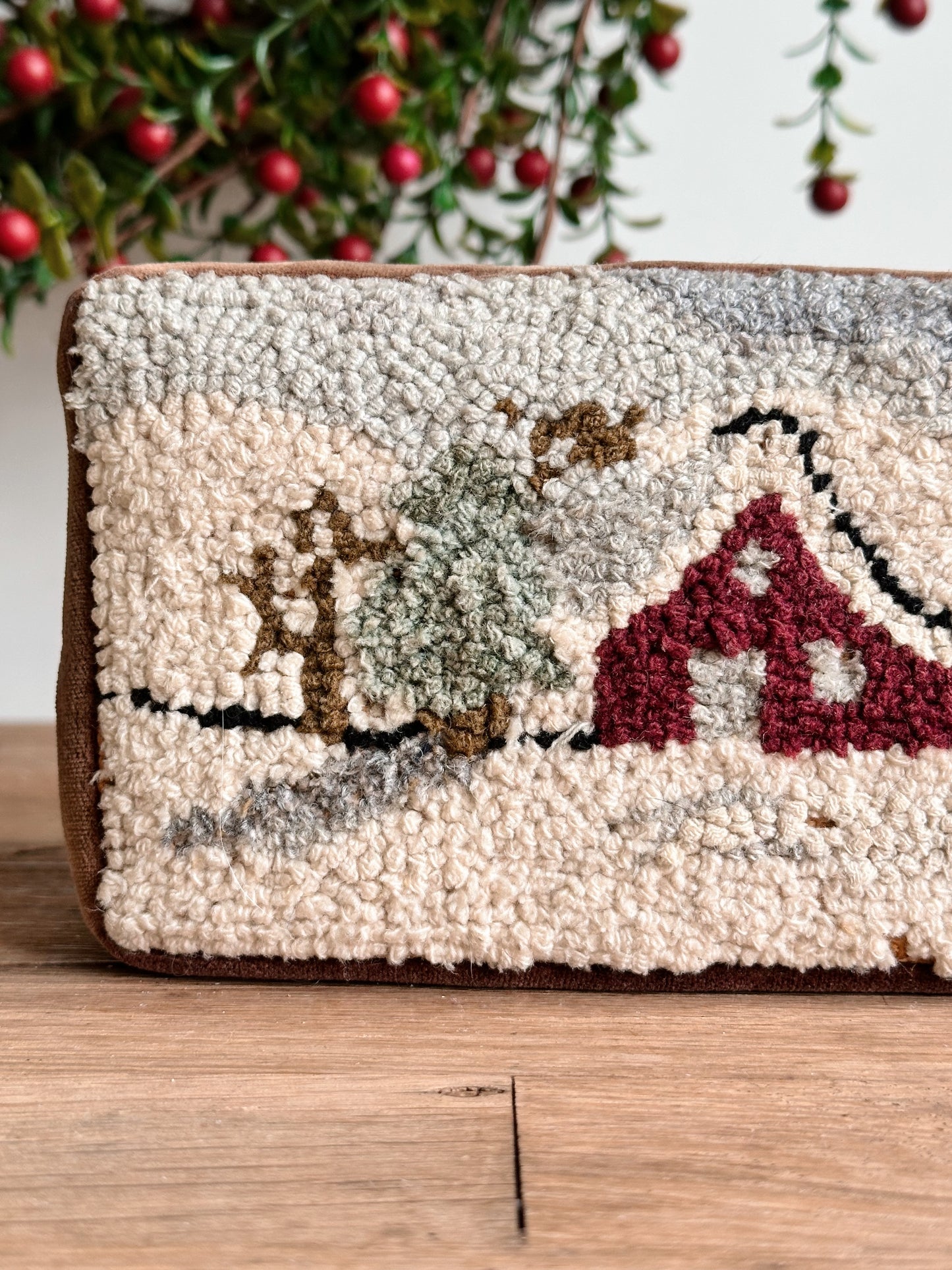 Vintage Hooked and Velvet Covered Brick Door Stop