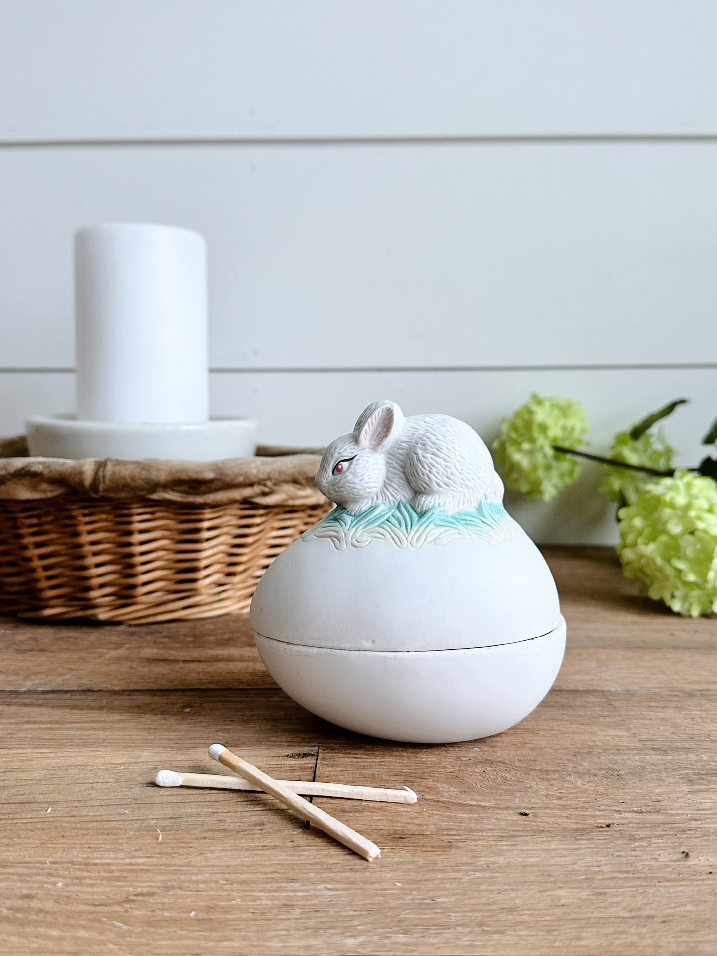 Bunny On An Egg Matchstick Holder