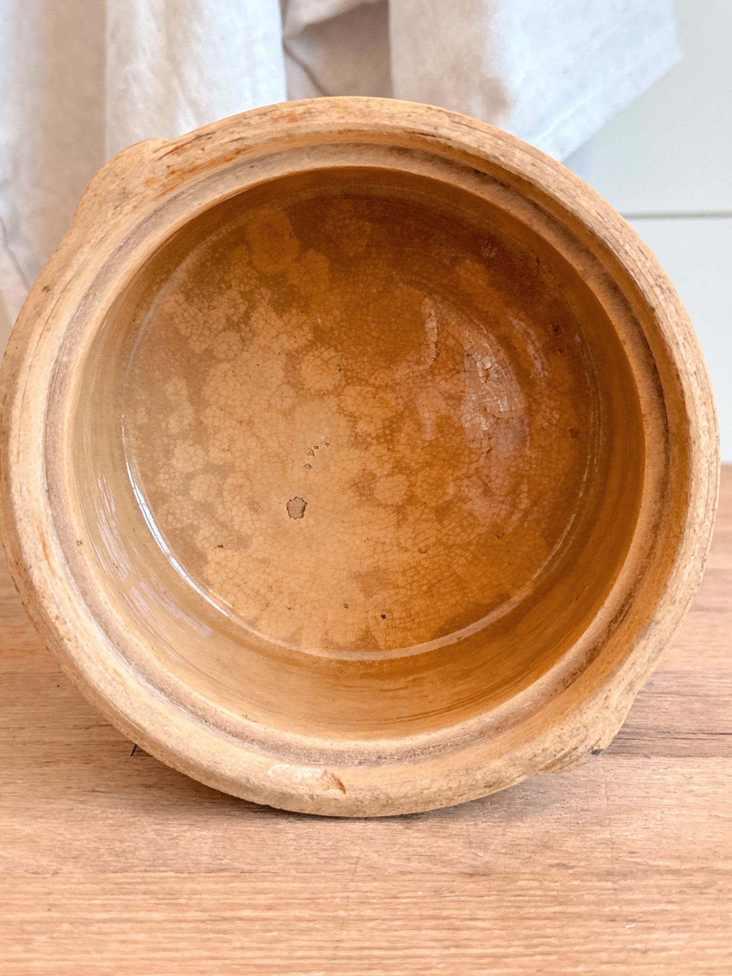 Vintage Banded Yellow Ware Butter Crock
