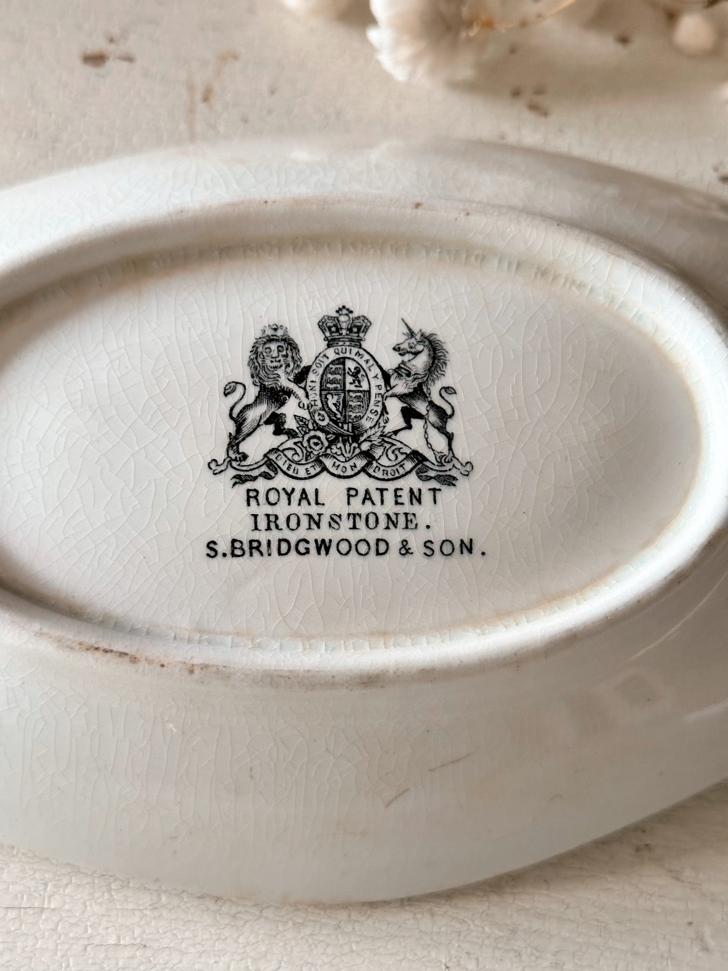 Antique S Bridgwood & Son Ironstone Relish Dish