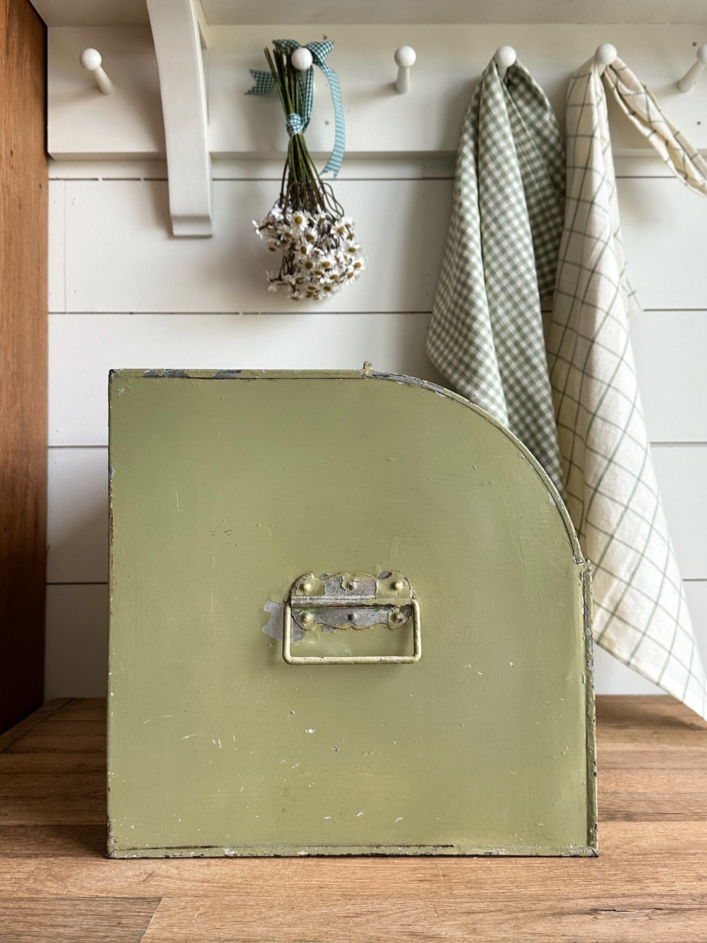 Vintage Roll Top Metal Bread Box