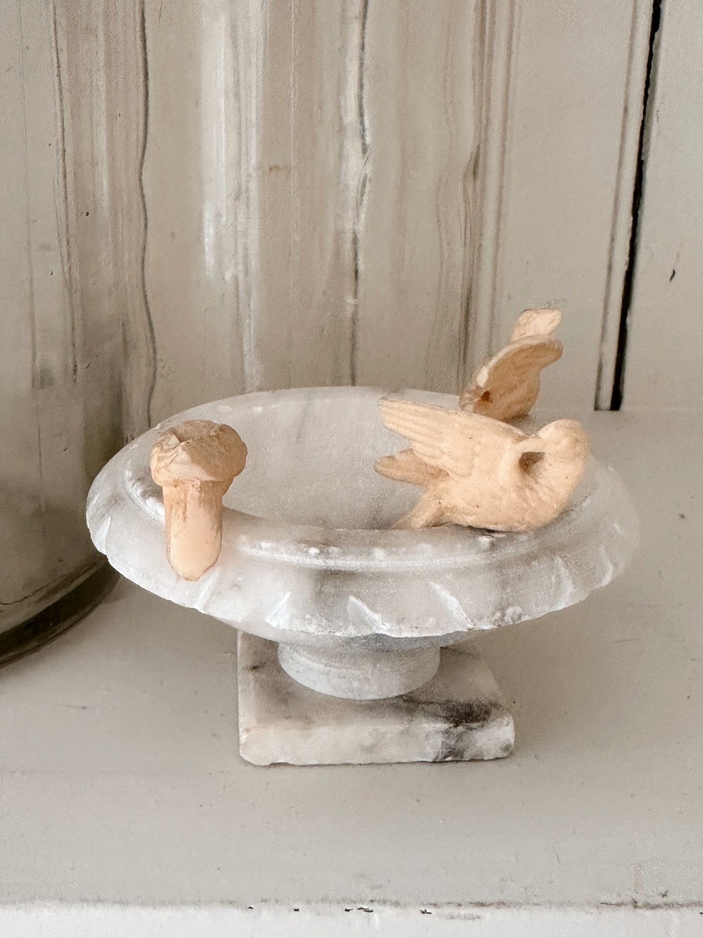 Vintage Petite Marble Bird Bath