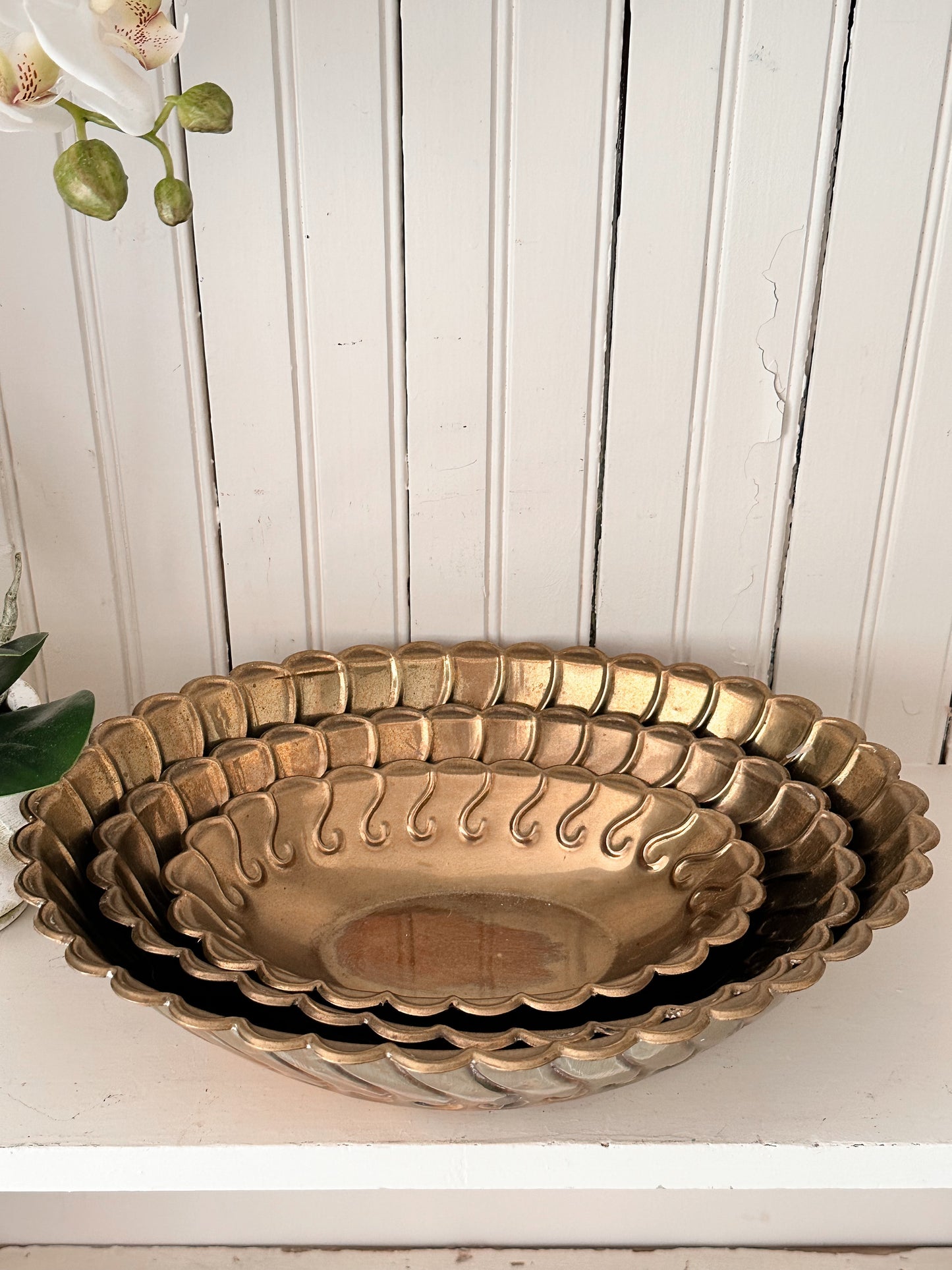 Set of Three Vintage Brass Nesting Bowls