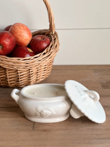 Hand Poured Apple Orchard Candle in a Vintage Stoneware Covered Dish