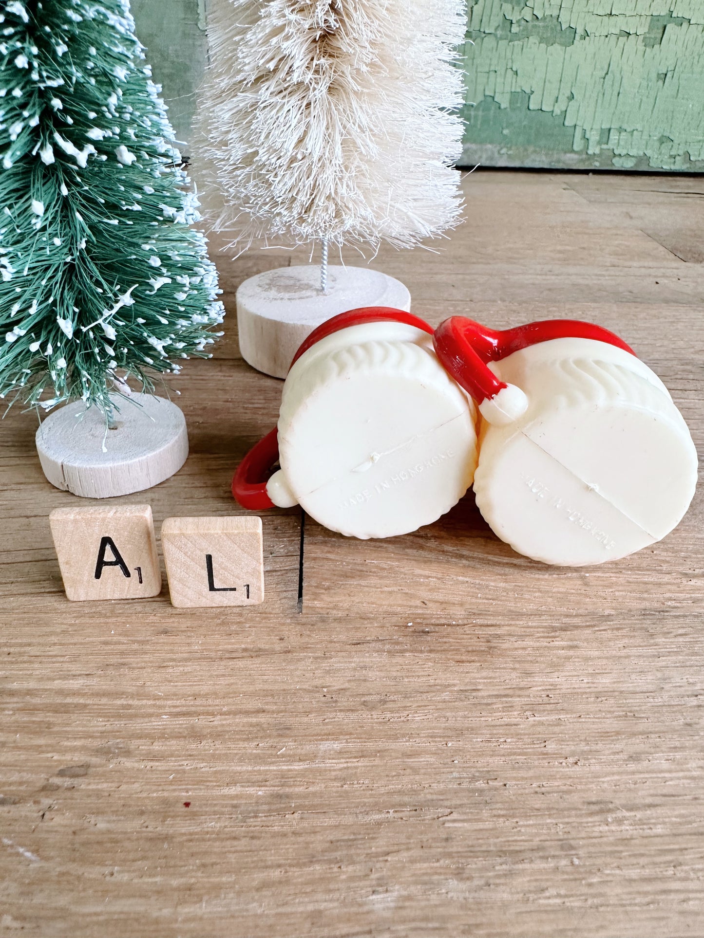 Set of Two Plastic Mini Vintage Santa Mugs