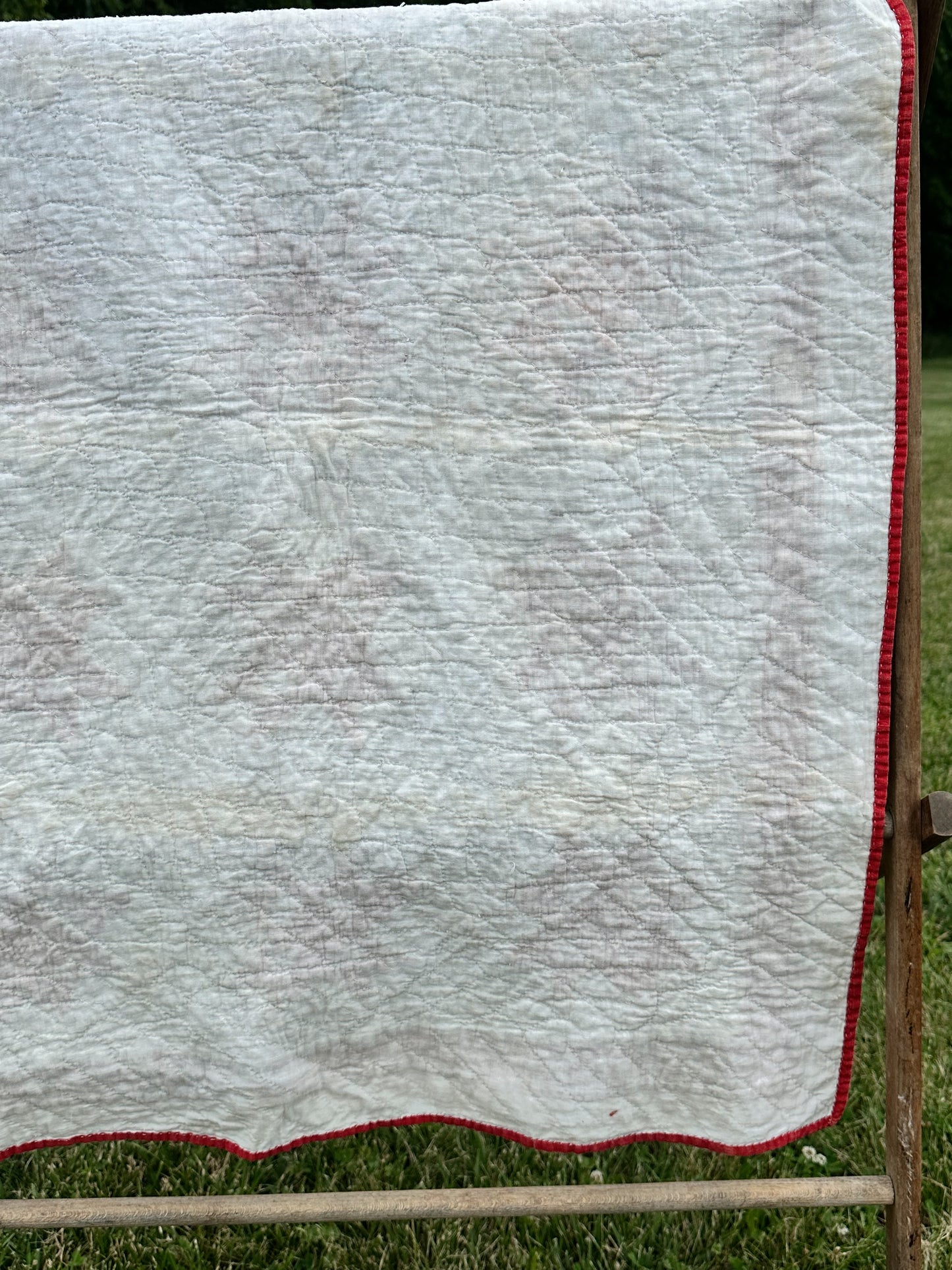 Vintage Red & White Ohio Star Lap Quilt