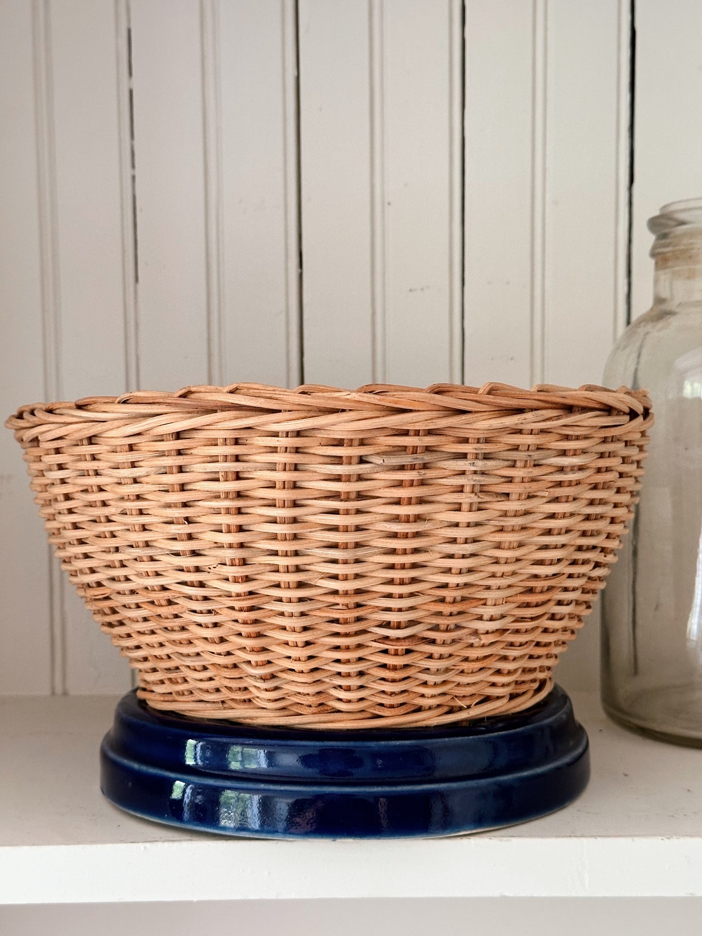 Vintage Basket with Ceramic Base